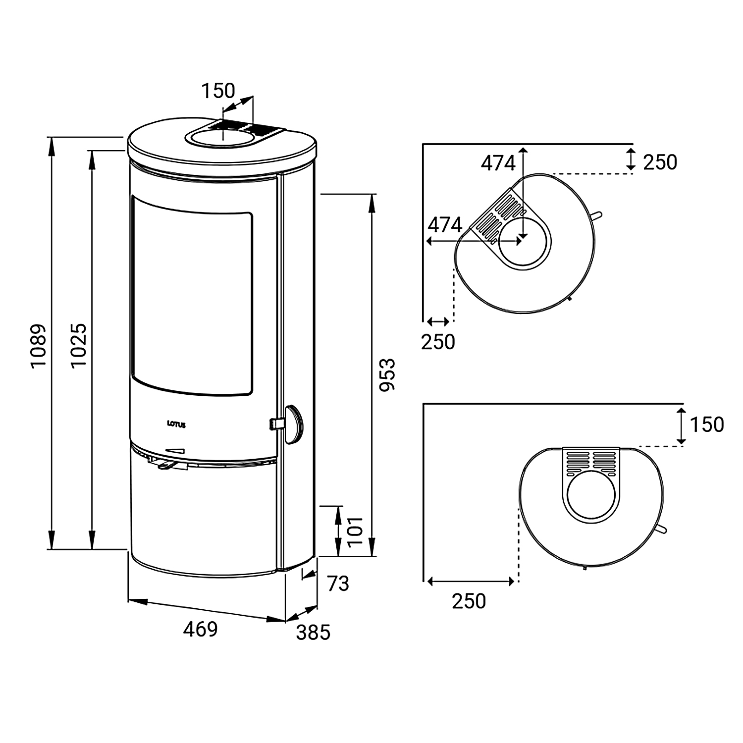 Lotus Prestige Basic Indian Night, Porte Noire, Évacuation de fumée arrière Lotus Prestige Basic Indian Night, Porte Noire, Évacuation de fumée arrière