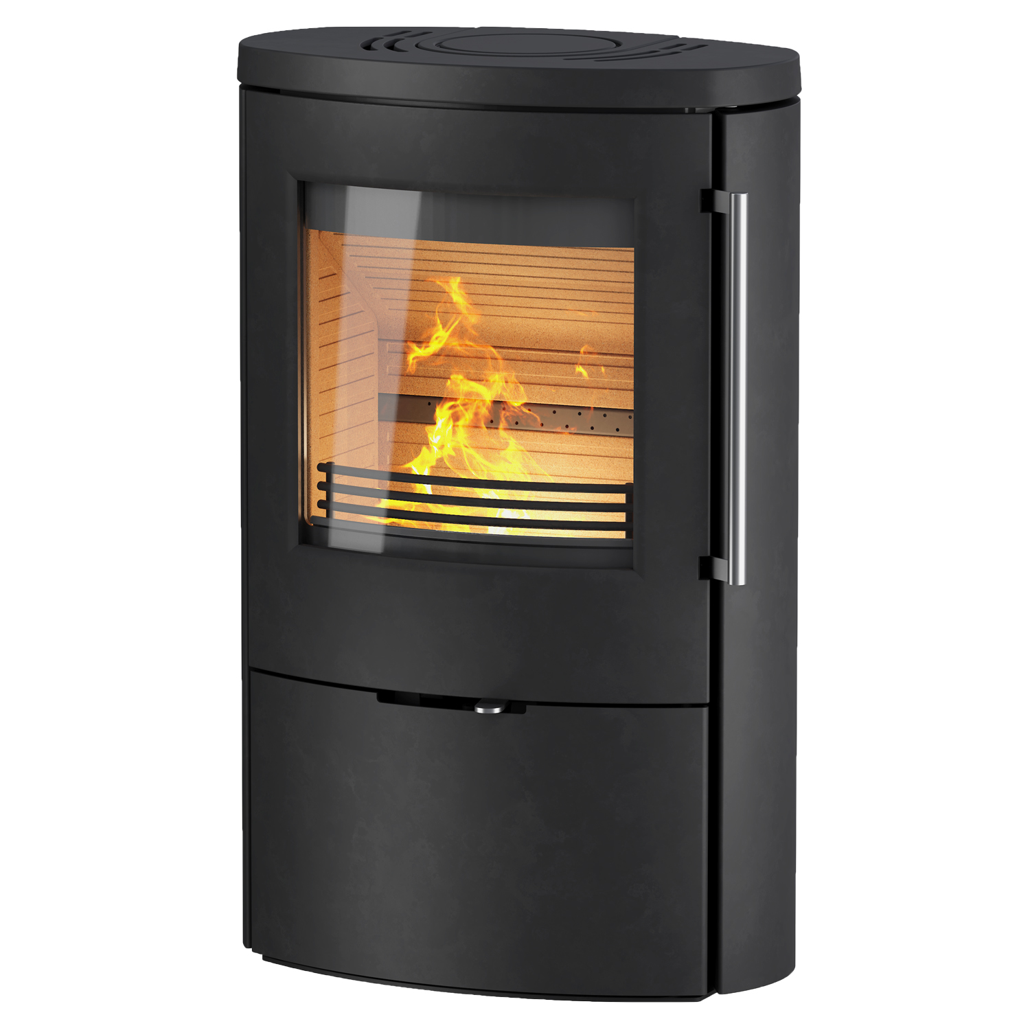 TermaTech TT80RL Poêle à bois Acier Noir, évacuation des fumées à l'arrière