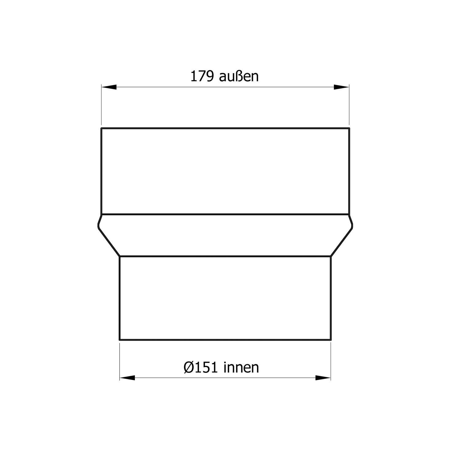 Raik Basic extension 150mm - 180mm noir pour tuyau de fumée / conduit de fumée