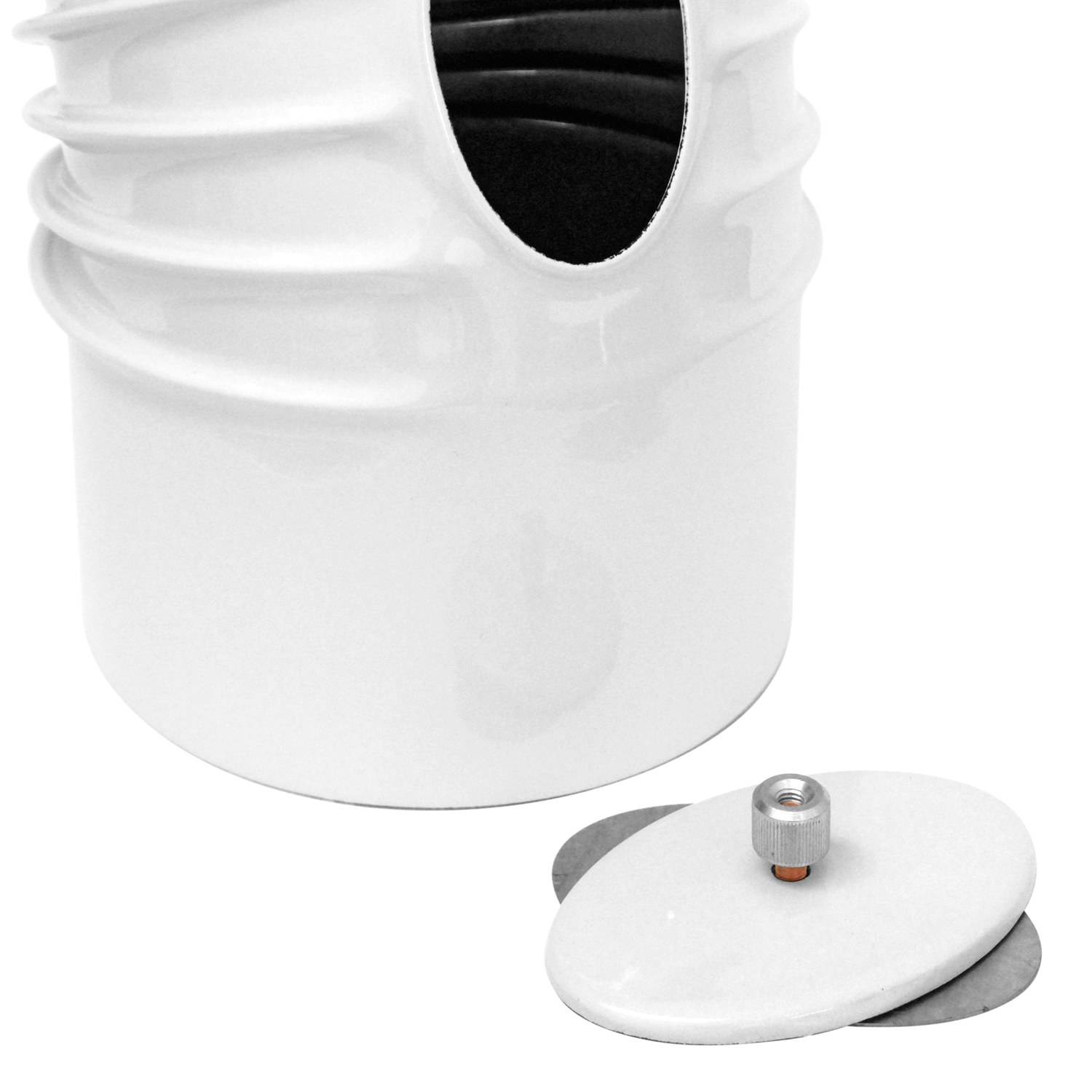 Coude de conduit de fumée / Coude de tuyau de poêle émaillé 130mm - Coude à 45° nervuré blanc avec ouverture de nettoyage