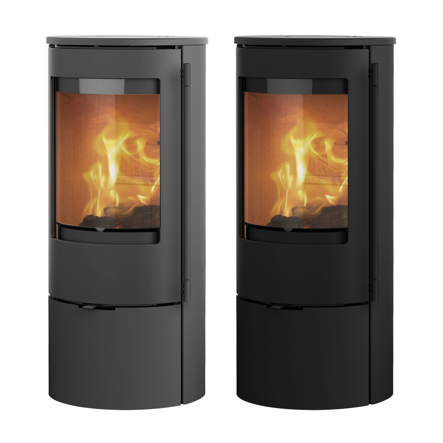 Lotus Prestige Basic Poêle à bois en acier noir, DIBt, raccordement du conduit de fumée à l'arrière.