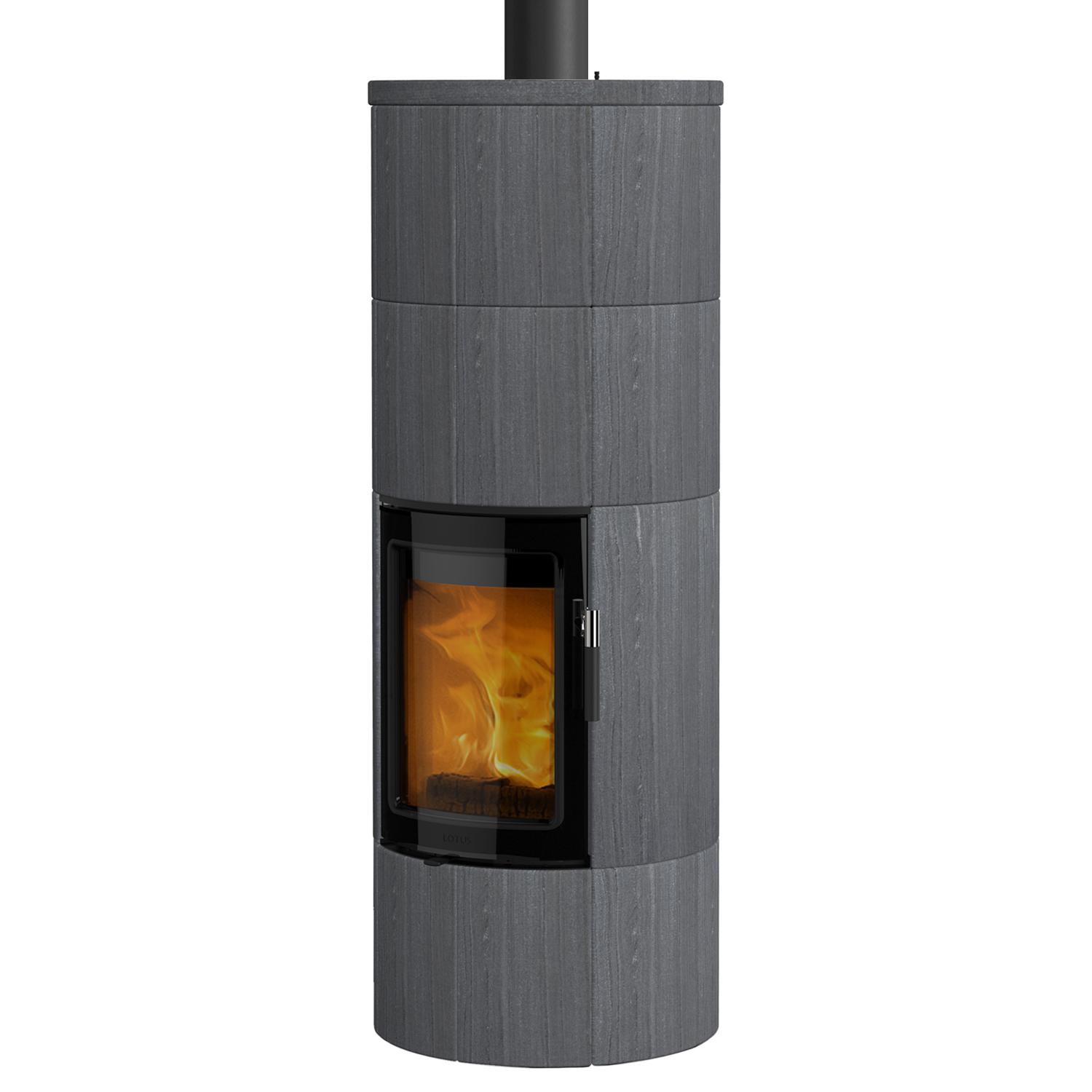 Poêle à bois Lotus Maestro 2 Indian Night, porte Magic, sortie de fumée par le haut