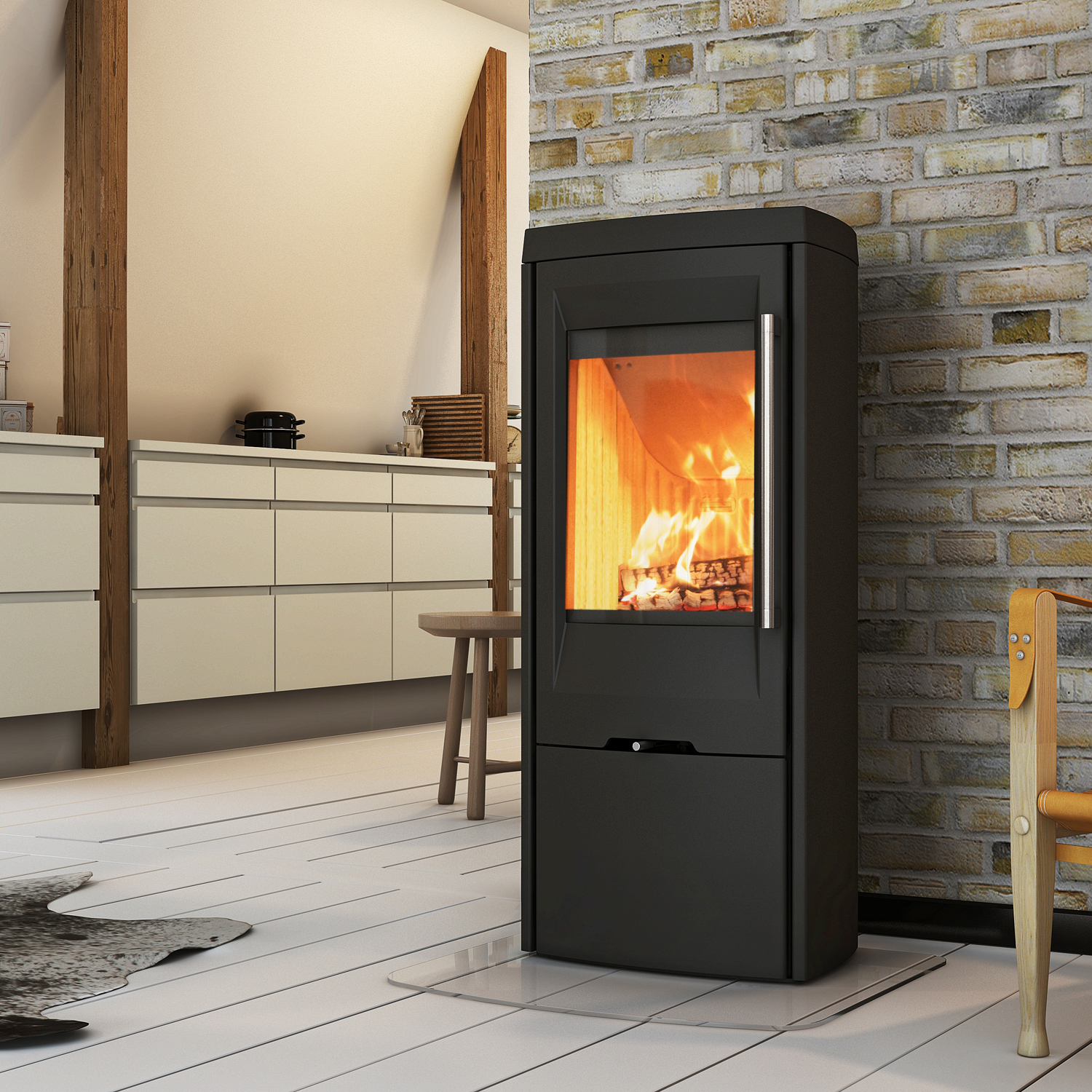 TermaTech TT30 Poêle à bois Acier Noir