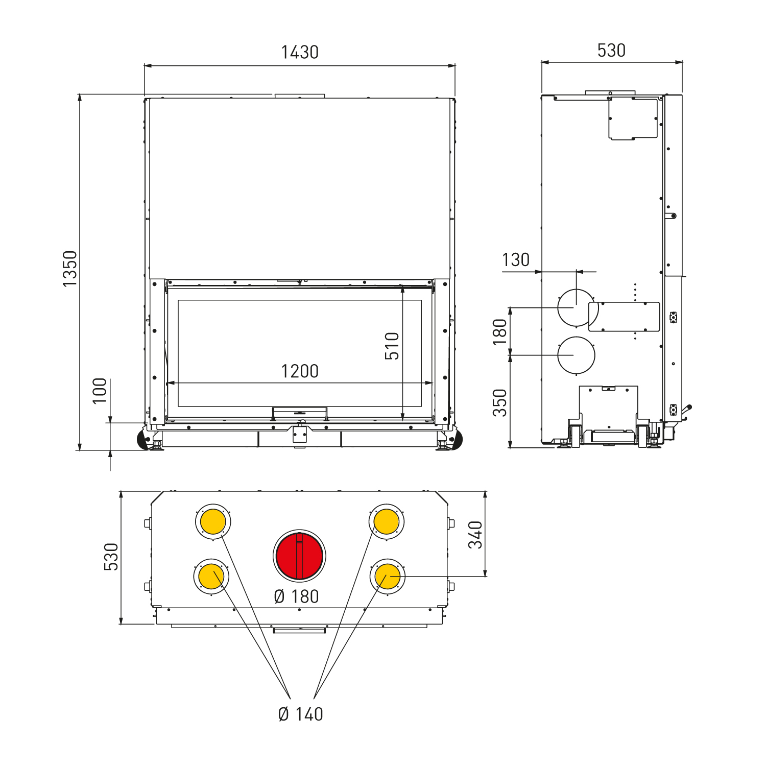 Edilkamin Windo 120 insert de cheminée foyer noir