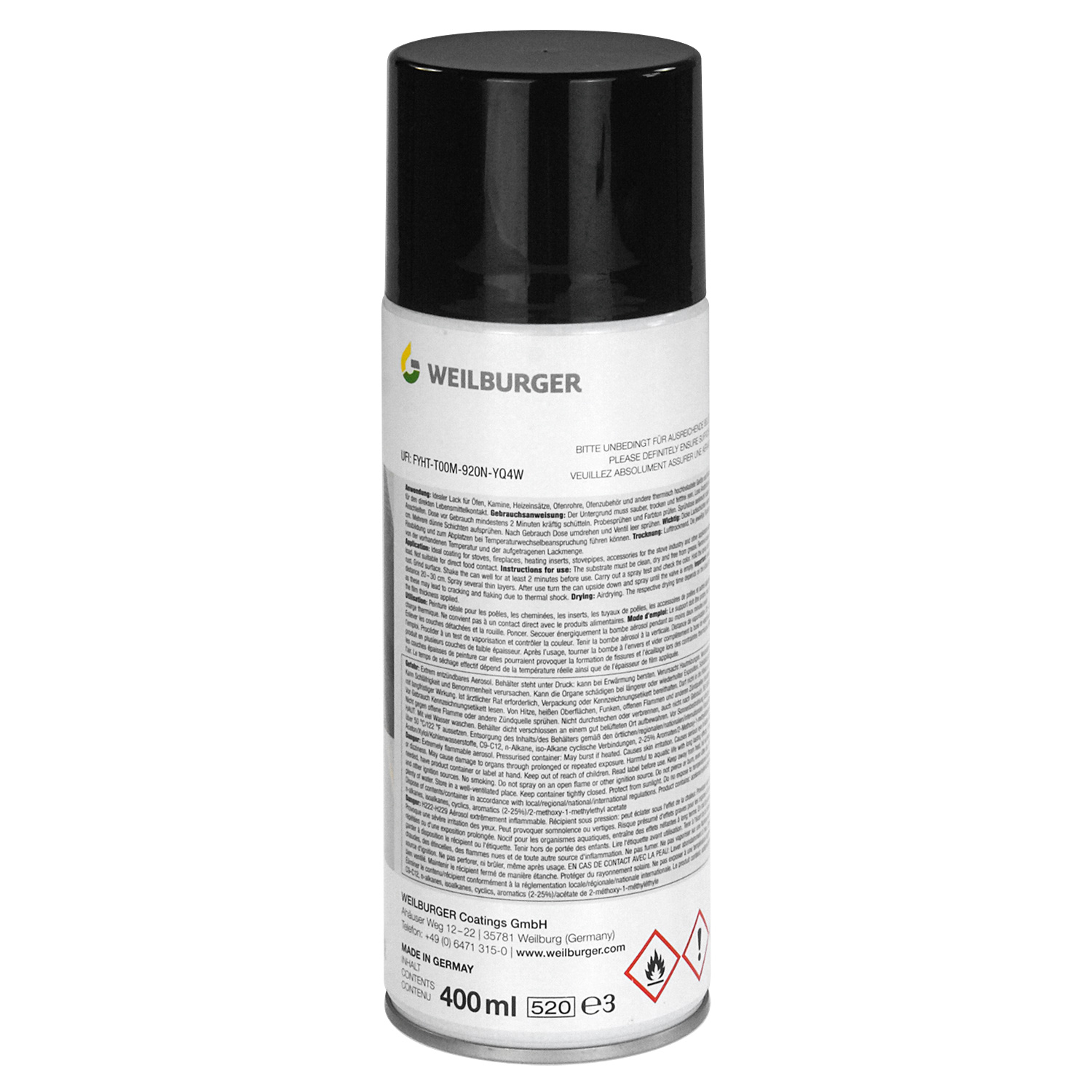 raik Spray pour four Aérosol 400 ml Senotherm Noir Métallisé