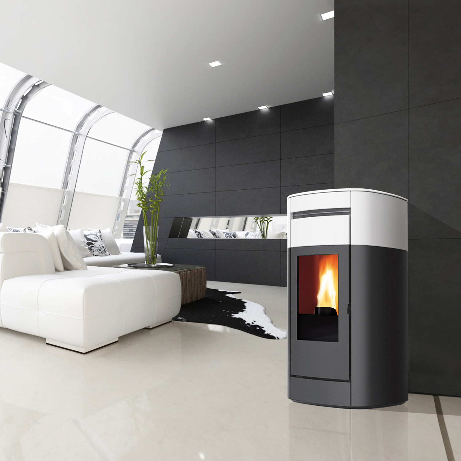 Edilkamin Vyda EVO poêle à granulés céramique blanc mat Edilkamin Vyda EVO poêle à granulés céramique blanc mat