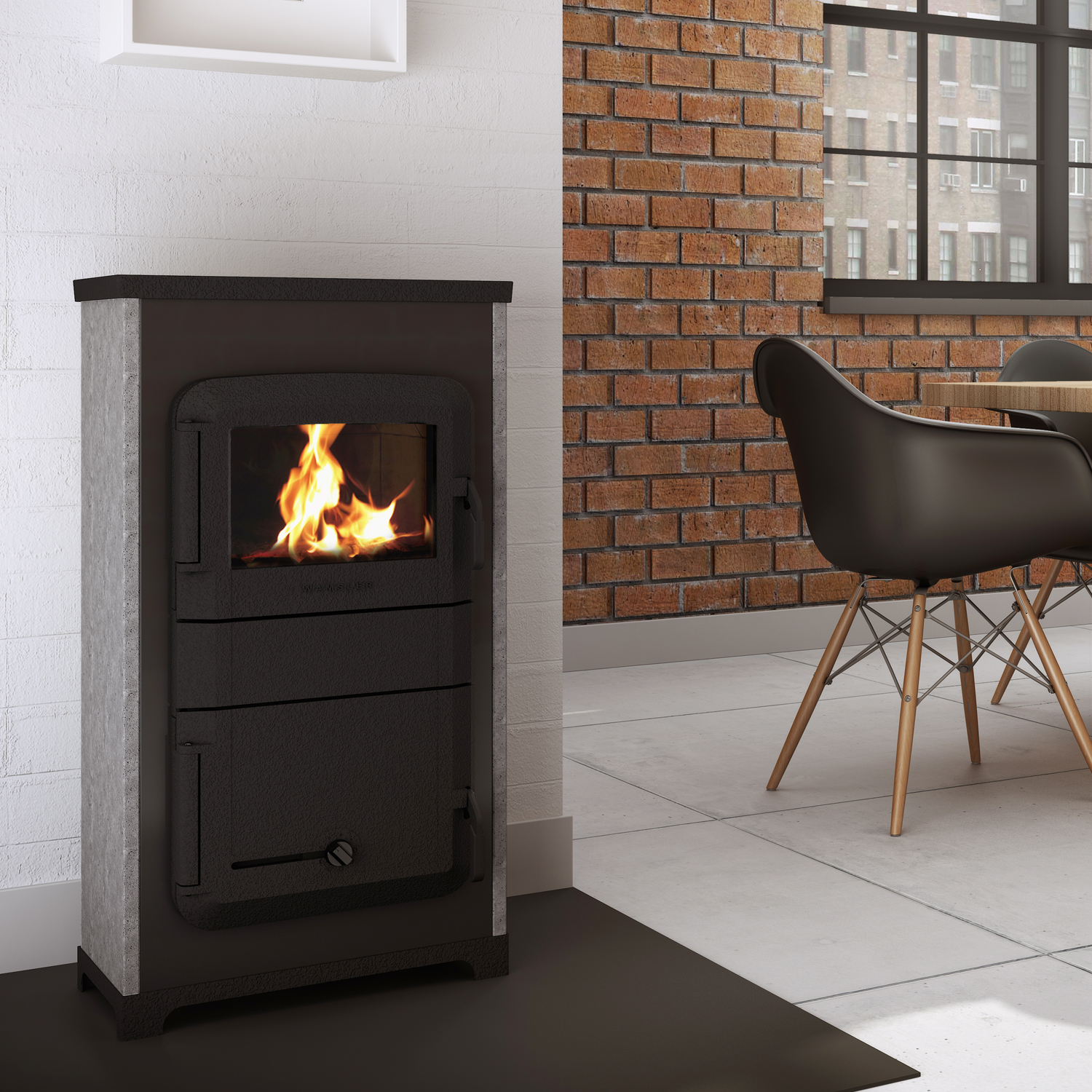Wamsler RH-8 A/D Poêle d'atelier en pierre naturelle / Combustion continue automatique