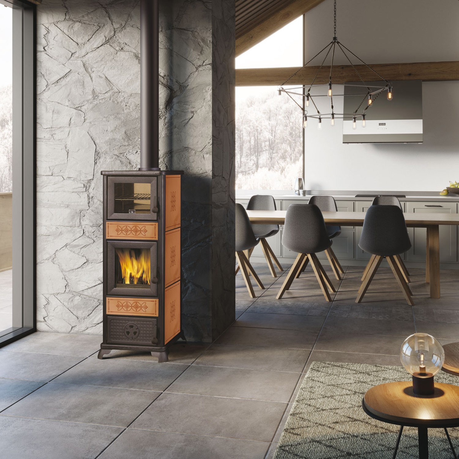 EK63 Decor C Evo Poêle à bois céramique cuir