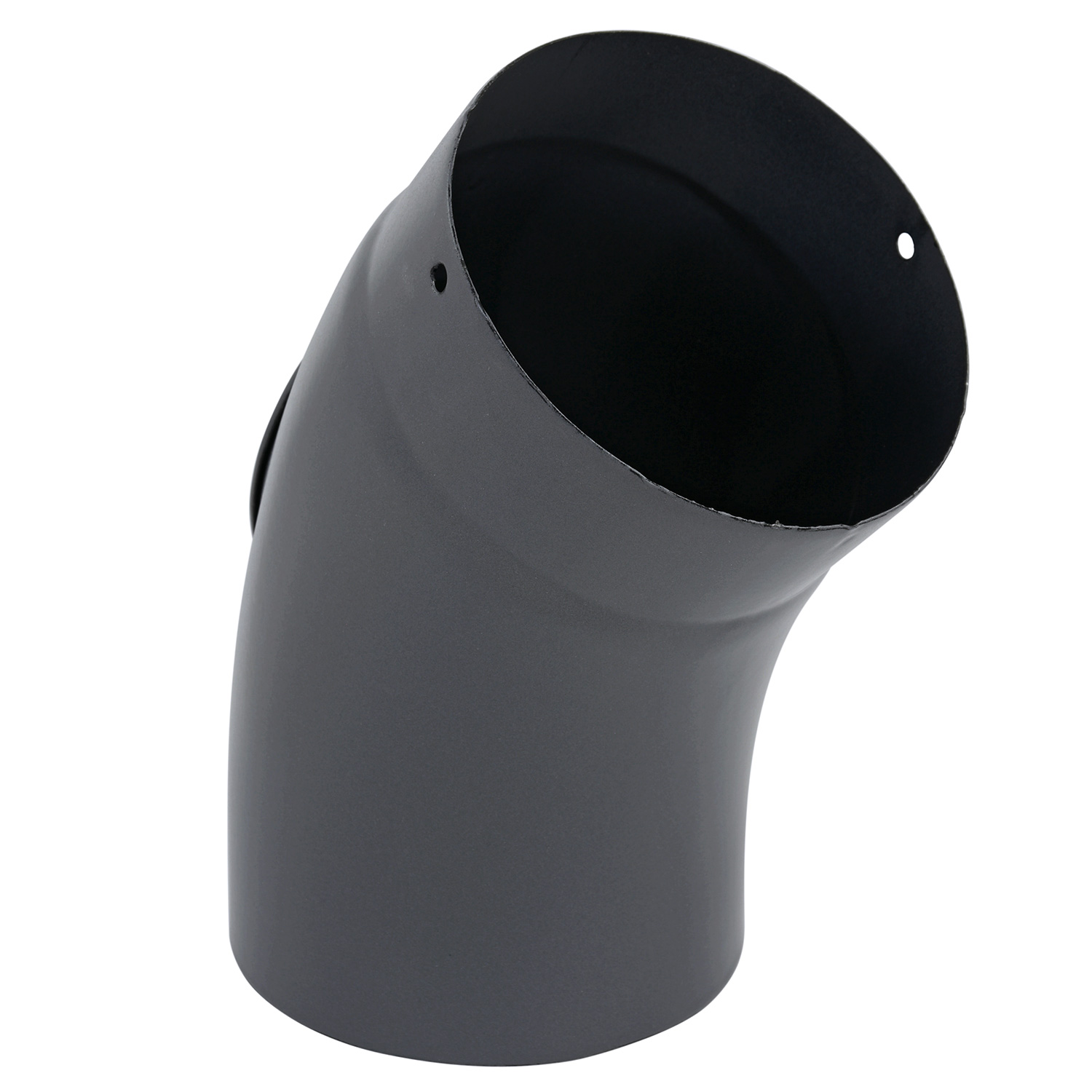Coude de conduit de fumée / Coude de tuyau de poêle émaillé 150 mm - Coude lisse à 45° gris avec ouverture de nettoyage
