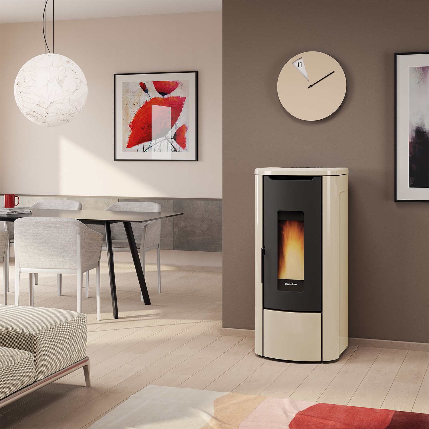 Extraflame Evolution Line Rosanna Idro Poêle à granulés bouilleur Acier Ivoire