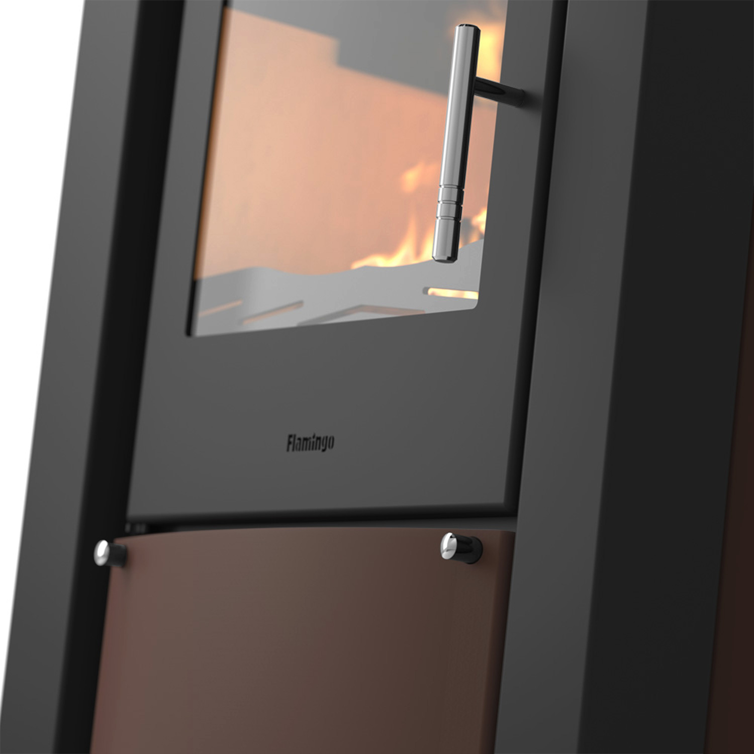 HS Flamingo AMOS Poêle à bois Samet Marron