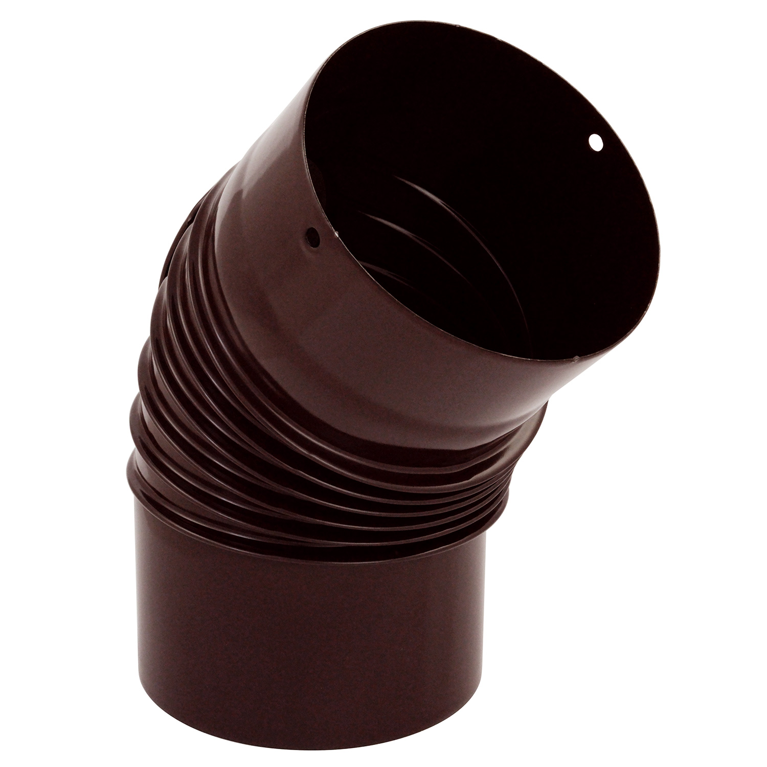Coude de conduit de fumée / Coude de tuyau de poêle émaillé 150mm - Coude à 45° nervuré marron