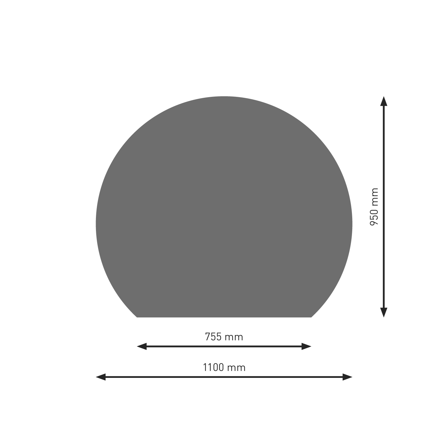 Plaque de sol Raik B7, section circulaire, gris moulé, revêtement en poudre, 1100 x 950 mm