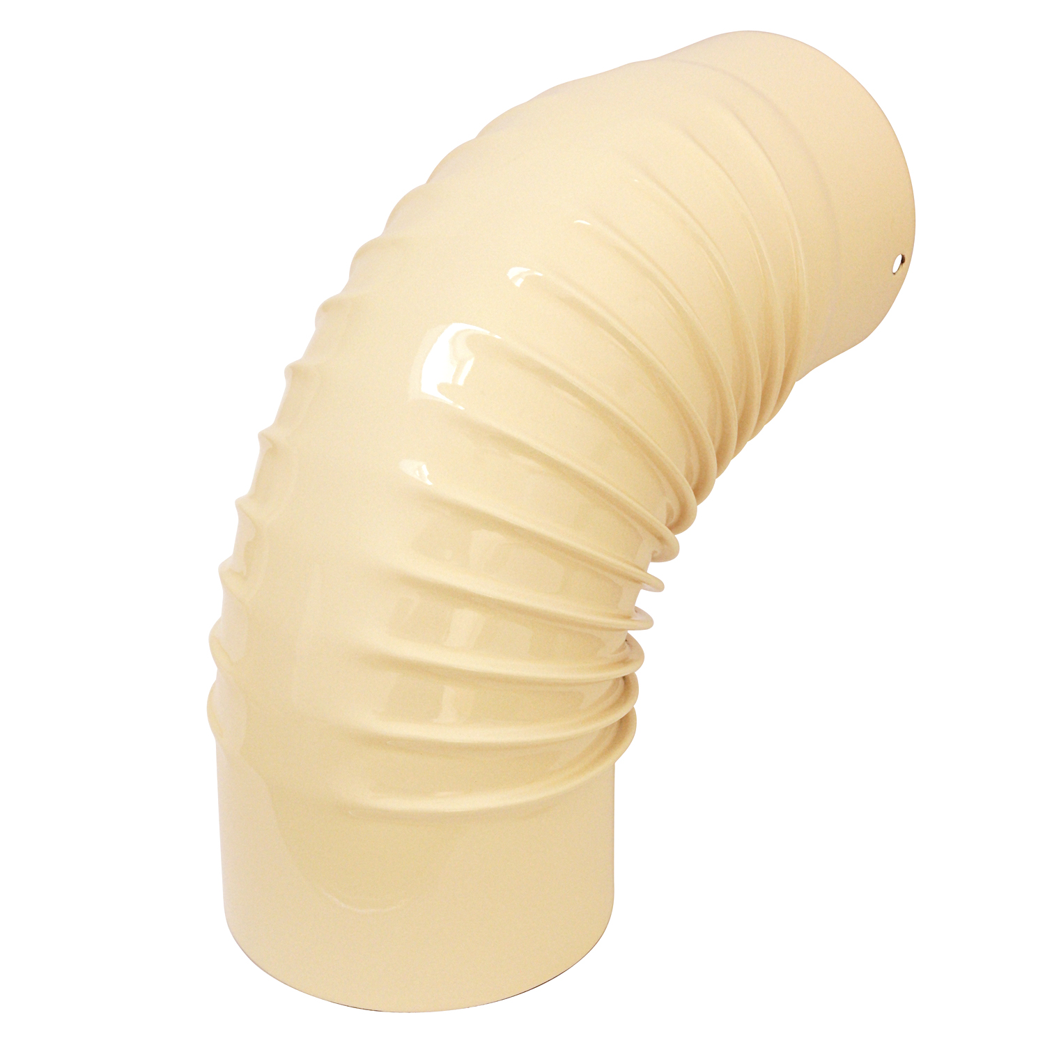 Coude de conduit de fumée / Coude de tuyau de poêle émaillé 130 mm - Coude à 90° nervuré ivoire