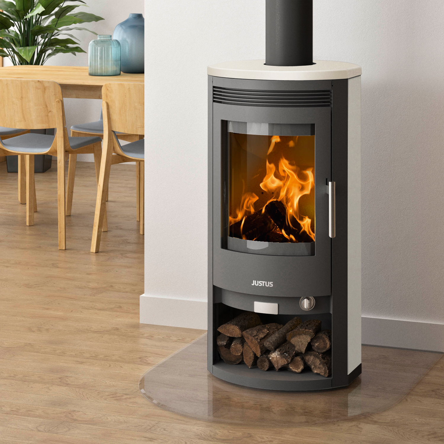 Justus Baltrum 5 D 2.0 Poêle à bois Acier Noir / Pierre calcaire Crème Justus Baltrum 5 D 2.0 Poêle à bois Acier Noir / Pierre calcaire Crème