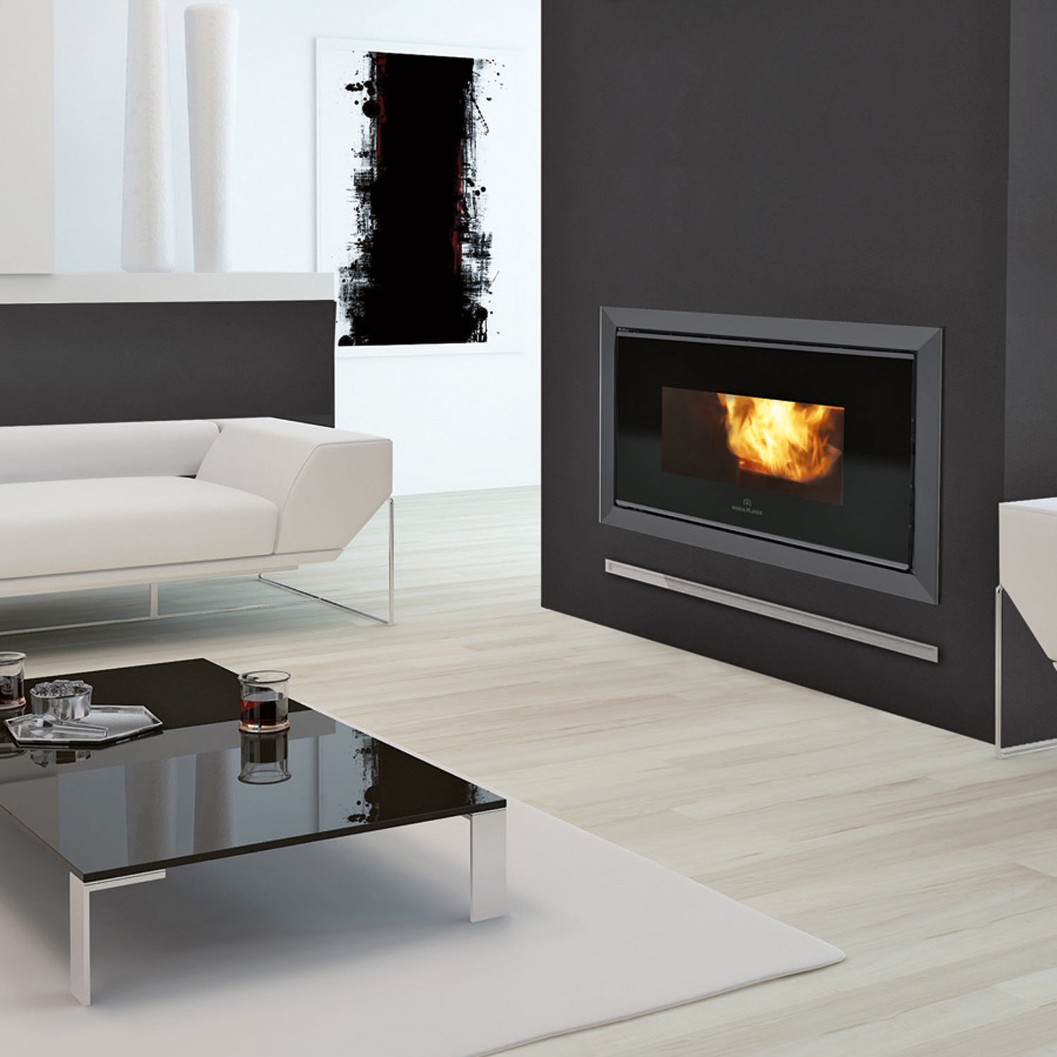 Edilkamin Pellkamin2 12 insert à granulés avec goulotte de remplissage et kit de diffuseur d'air.