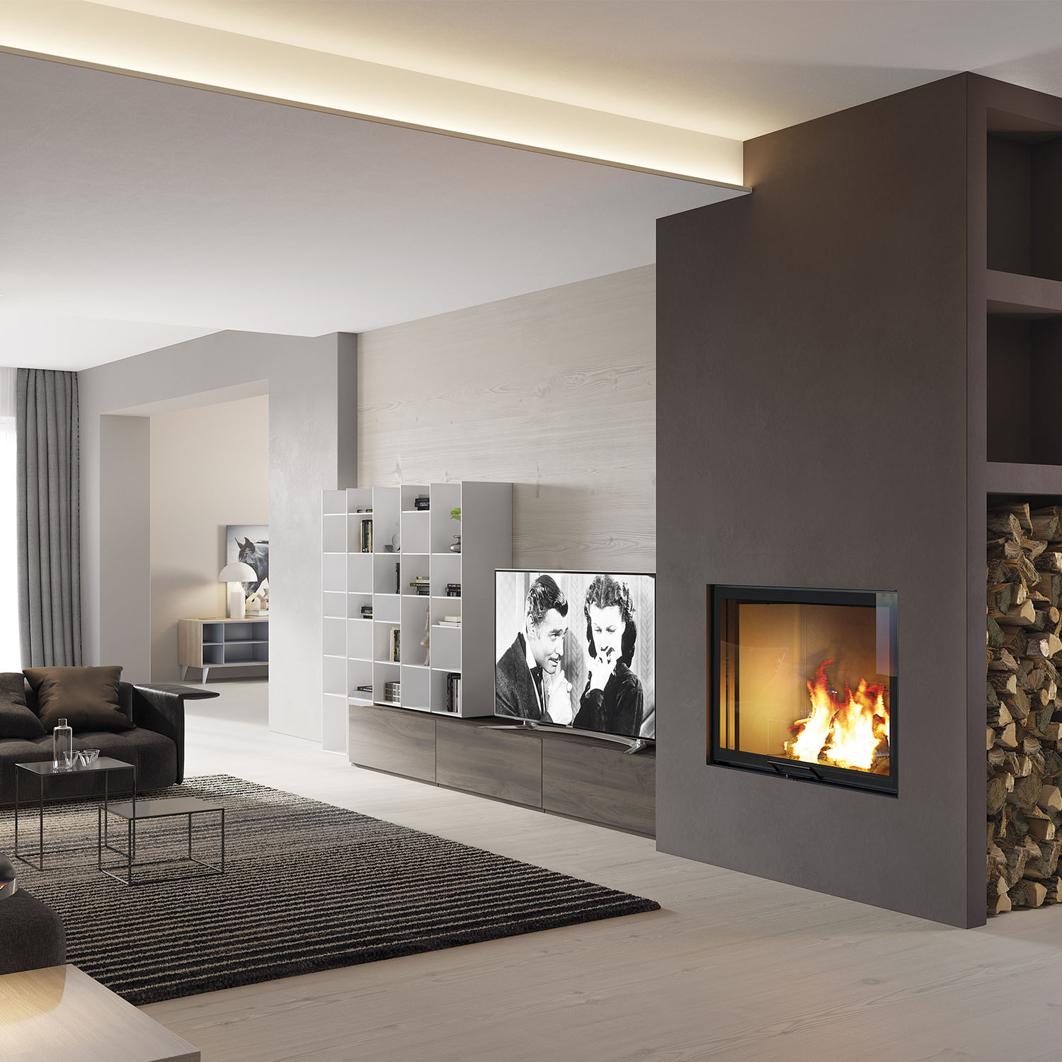 Edilkamin Blokk 70 V insert de cheminée foyer blanc