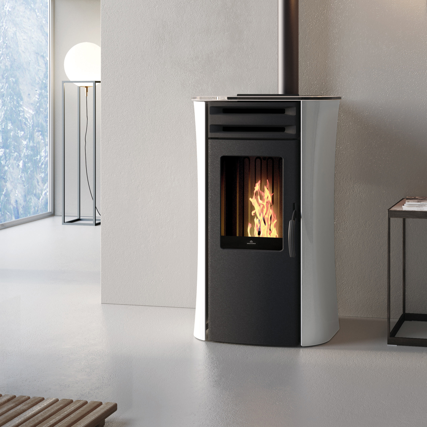 Edilkamin Dania Air Tight Plus poêle à granulés acier noir / verre blanc