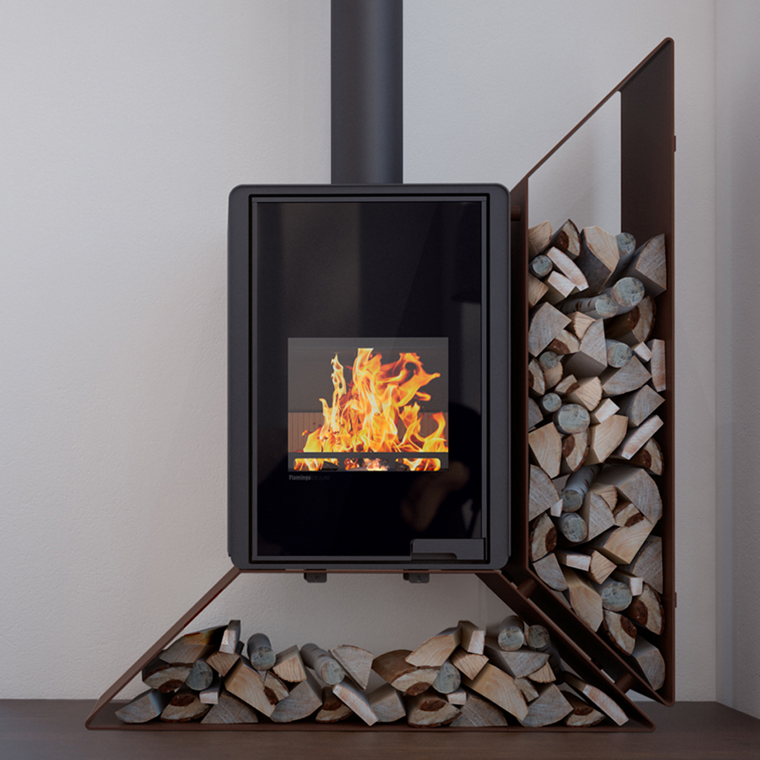 HS Flamingo Deluxe Kampa Poêle à bois Marron Étagère à droite