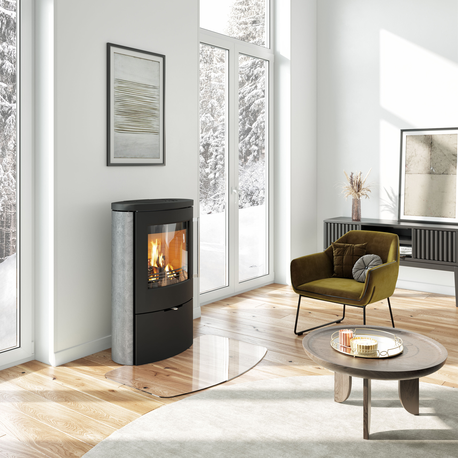 Poêle à bois TermaTech TT80RLS en acier noir