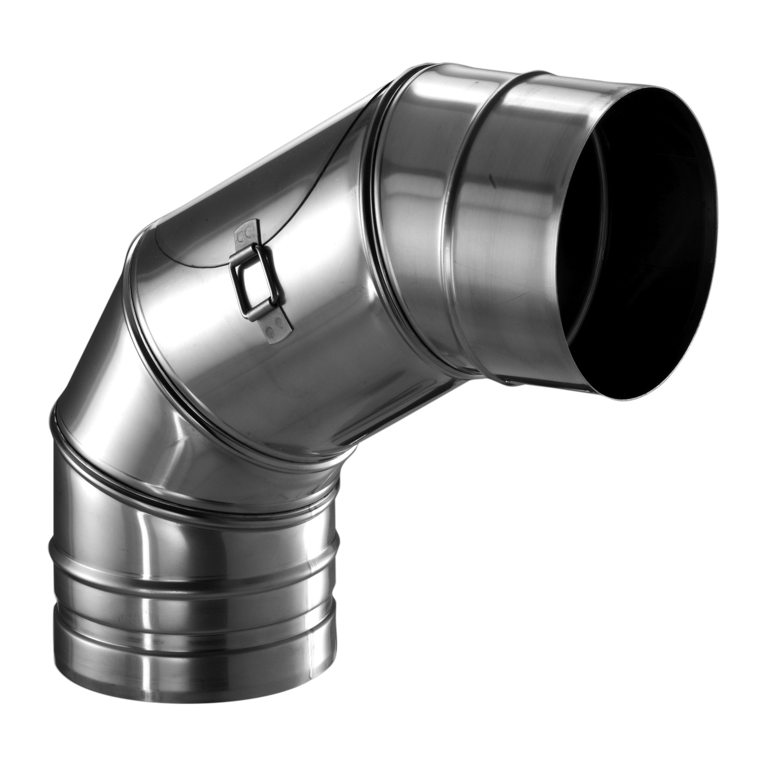 Schiedel PRIMA PLUS coude 0-90° orientable Ø130 mm avec ouverture de nettoyage plate pour combustibles solides simple paroi mat