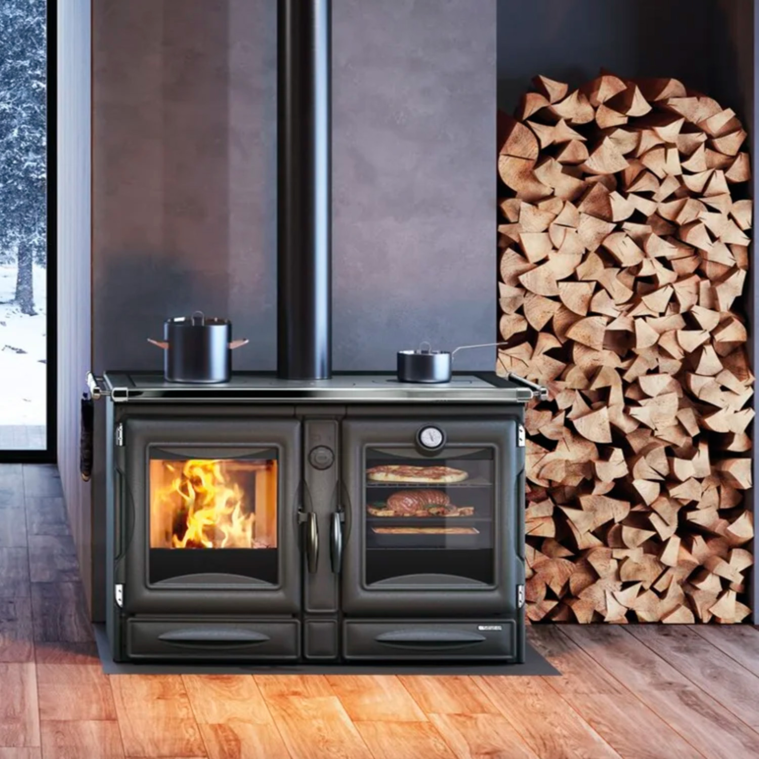 La Nordica Prestige Line Alaska 16 cuisinière à bois noir vitré