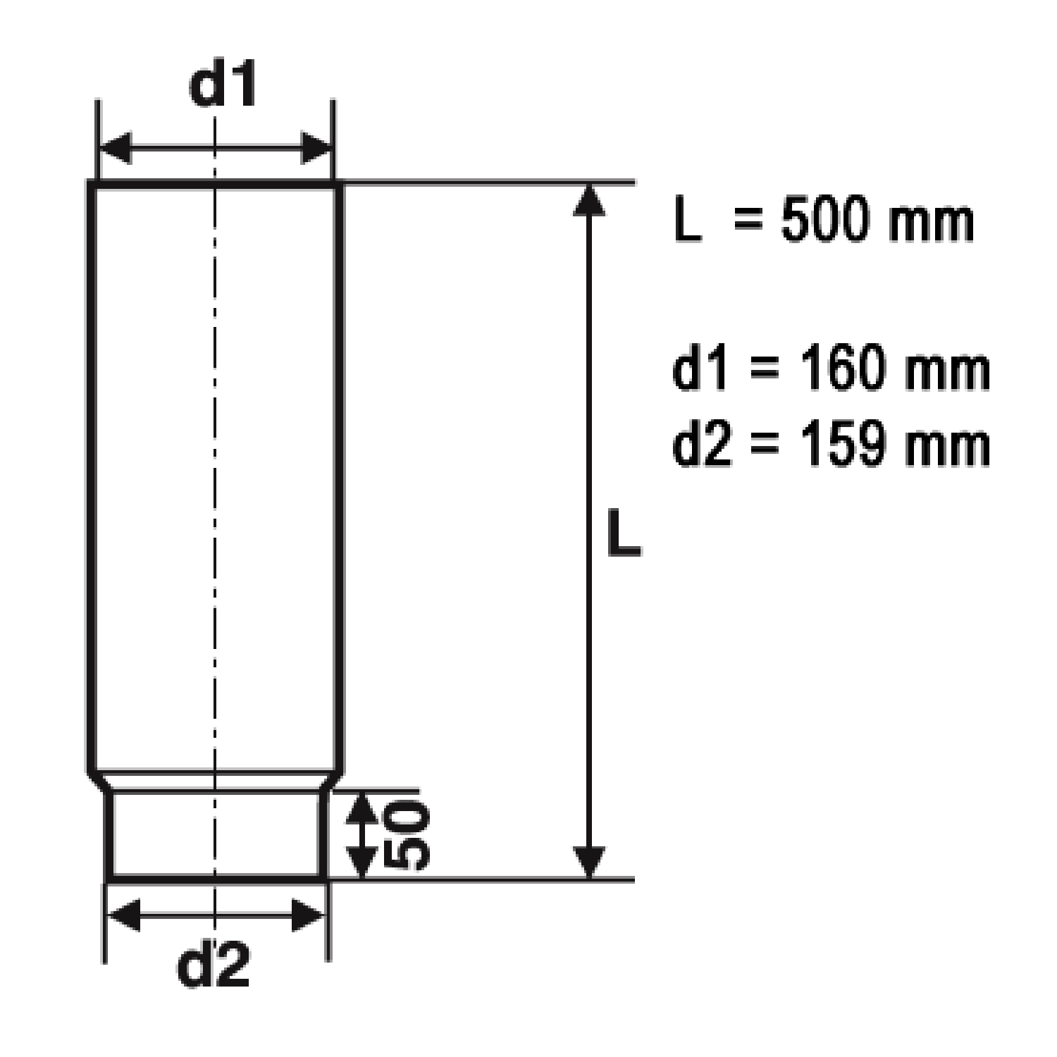 Raik Basic tuyau de fumée 160mm gris fonte L: 500mm pour tuyau de fumée / conduit de fumée