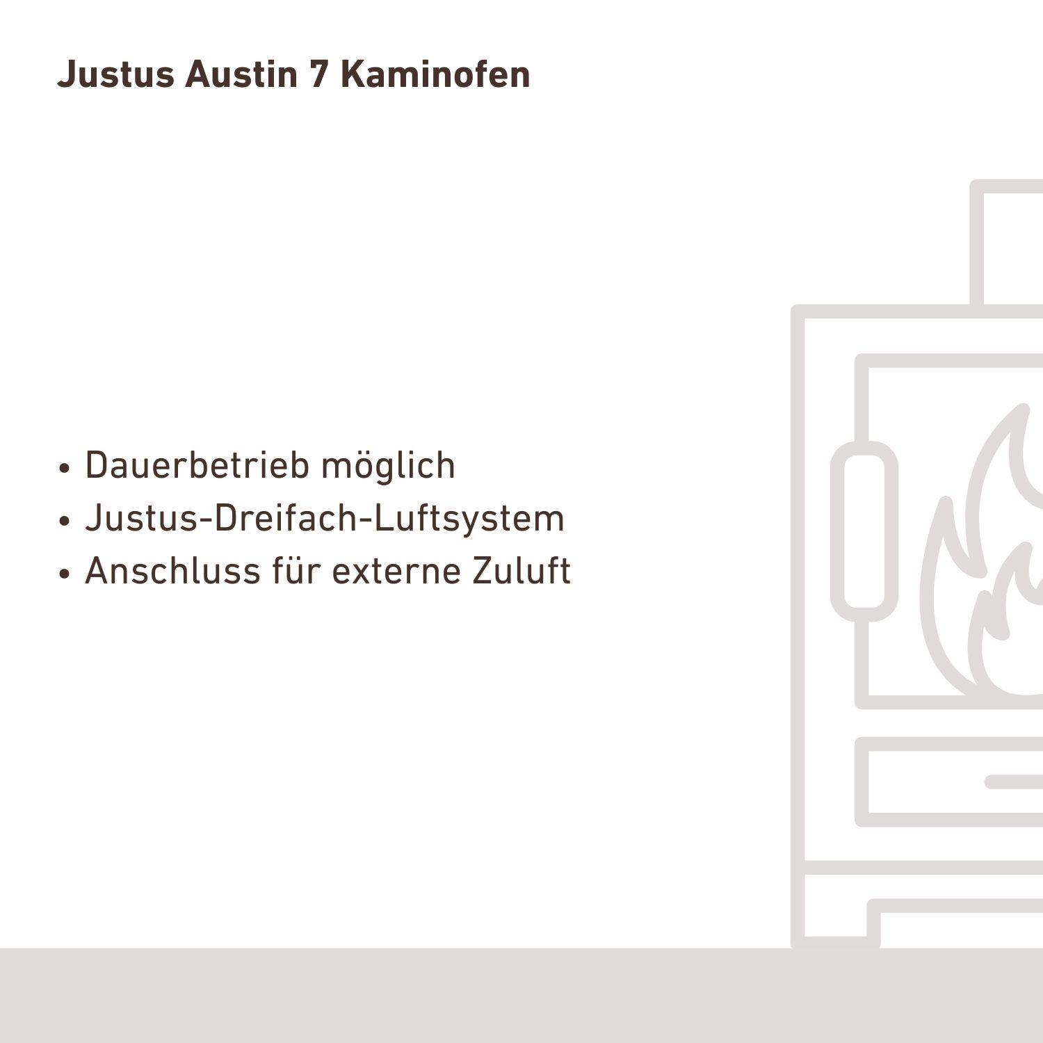 Justus Austin 7 Poêle à bois Acier Noir / Pierre calcaire Crème