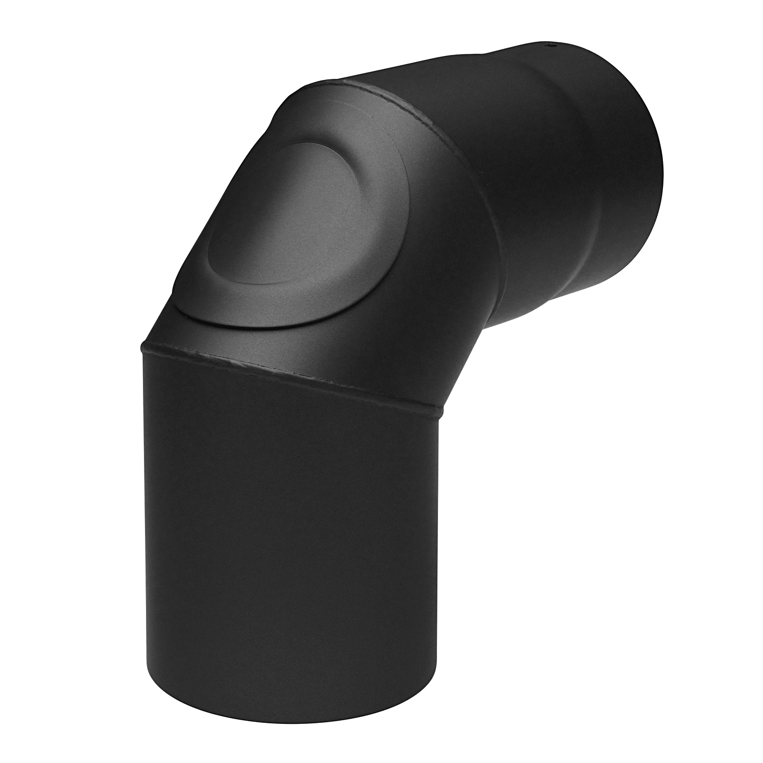 Coude de conduit de fumée / Tuyau de poêle 150 mm - 90° avec ouverture de nettoyage noir Coude de conduit de fumée / Tuyau de poêle 150 mm - 90° avec ouverture de nettoyage noir