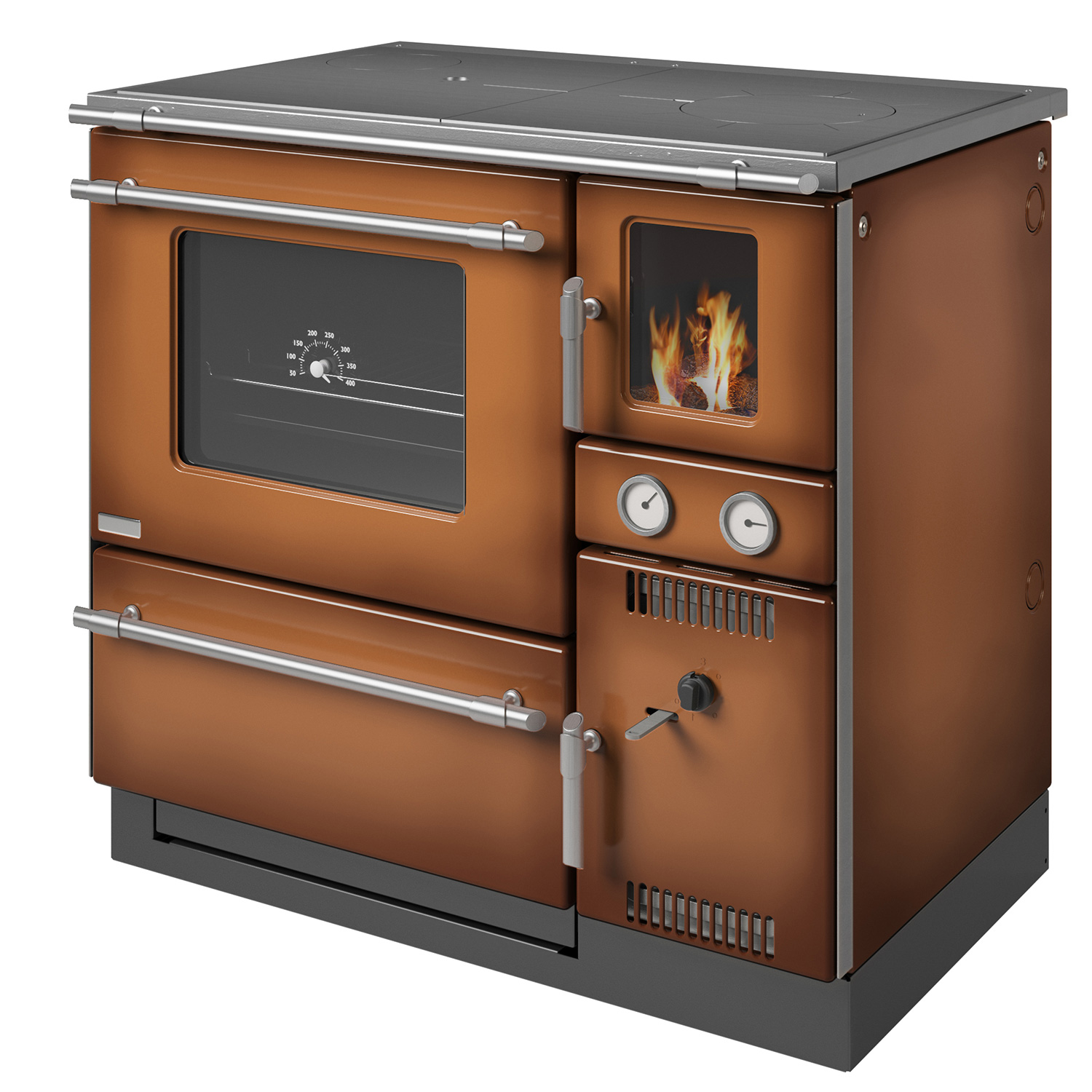 Wamsler K 148 F poêle de cuisine à eau Maron mat, conduit de fumée à gauche