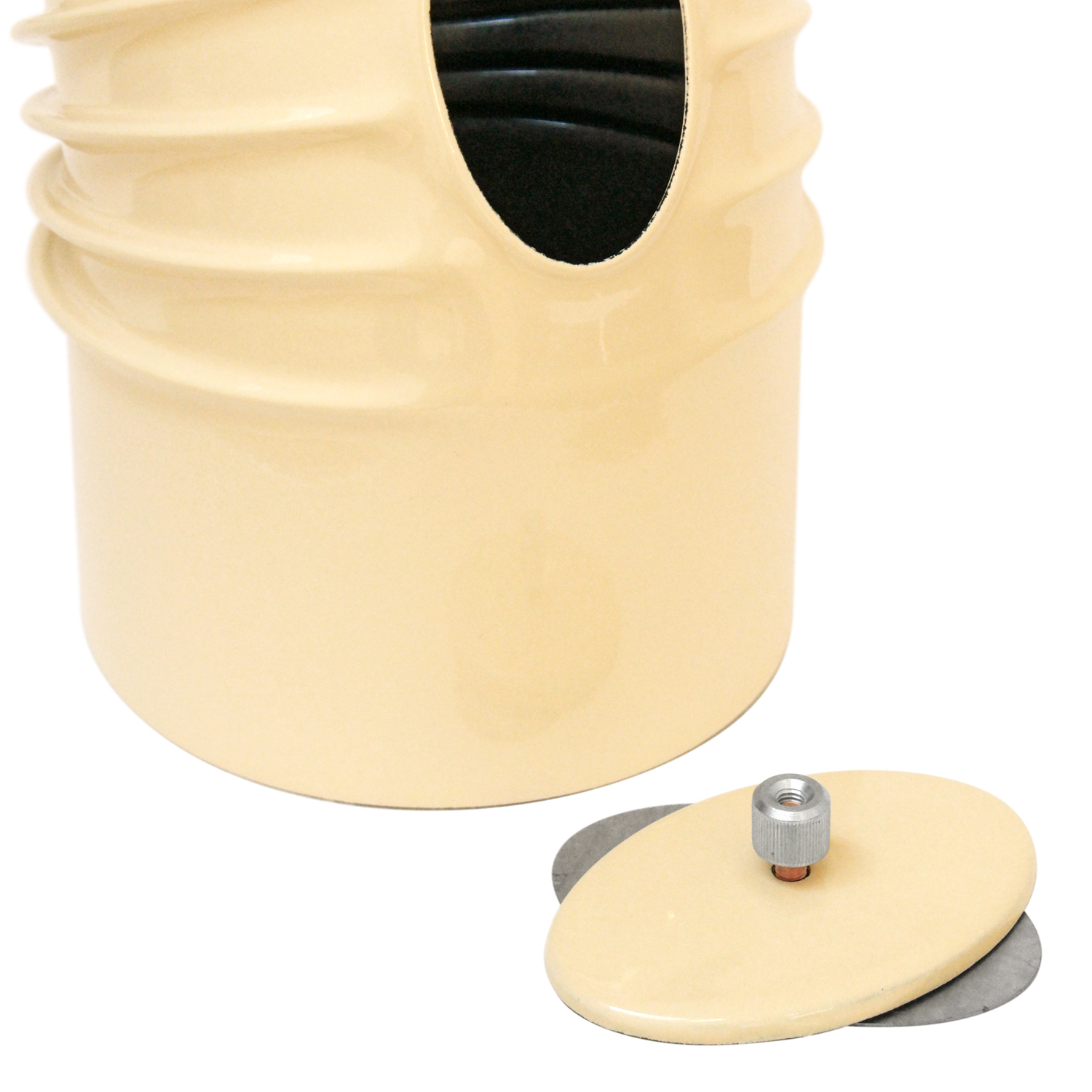 Coude de conduit de fumée / Coude de tuyau de poêle émaillé 130 mm - Coude de 45° nervuré ivoire avec ouverture de nettoyage