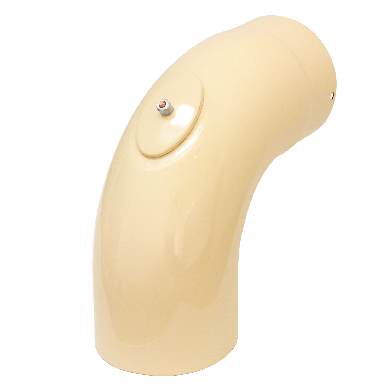 Coude de conduit de fumée / Coude de tuyau de poêle émaillé 130 mm - Coude 90° lisse ivoire avec ouverture de nettoyage