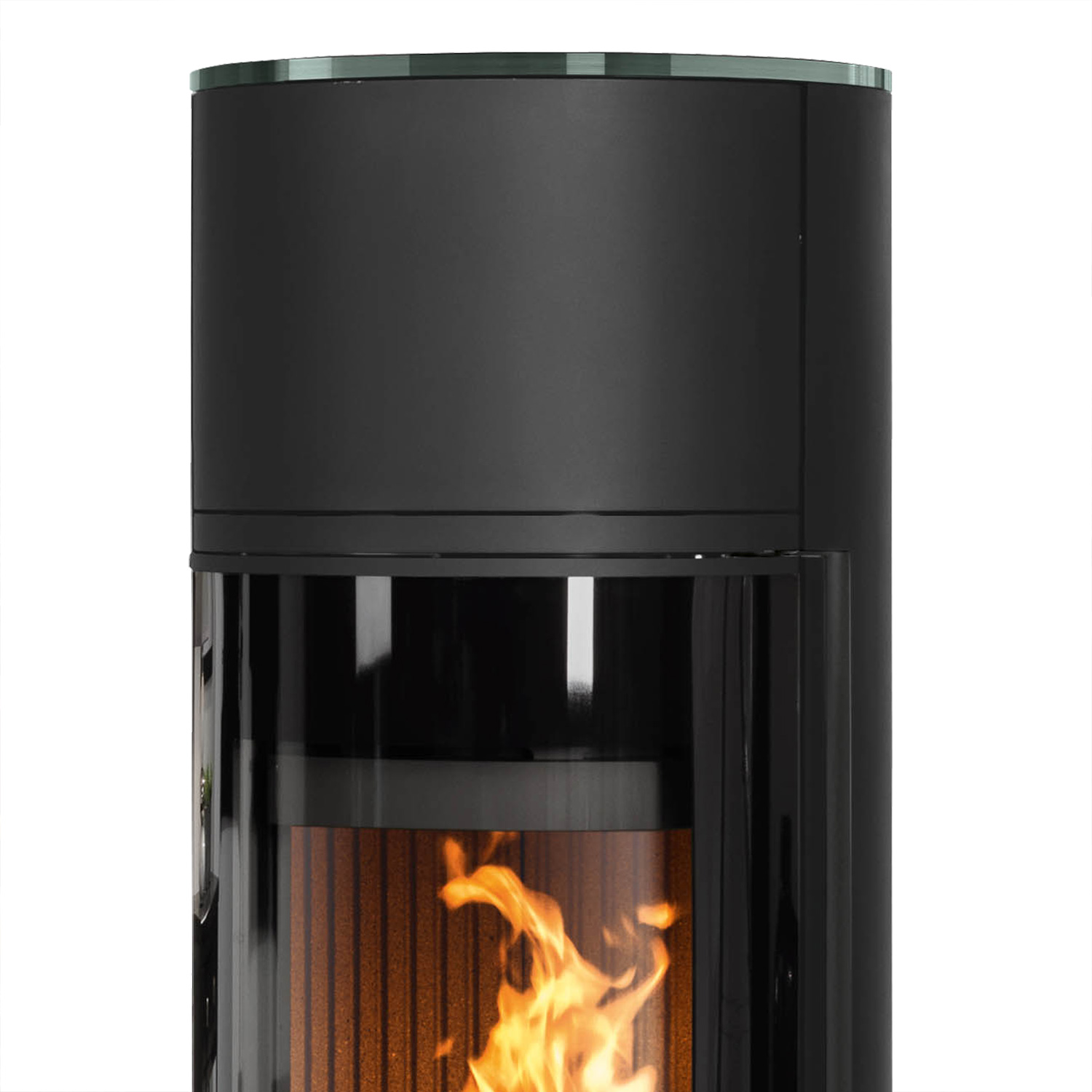 Oranier Arena W+ 2.0 Poêle à bois en acier noir avec plaque de recouvrement en verre