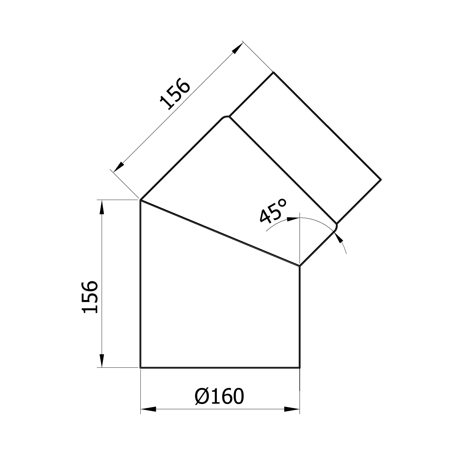 Raik Basic coude de tuyau de fumée 160mm gris fonte 45° sans porte pour tuyau de fumée / conduit de fumée