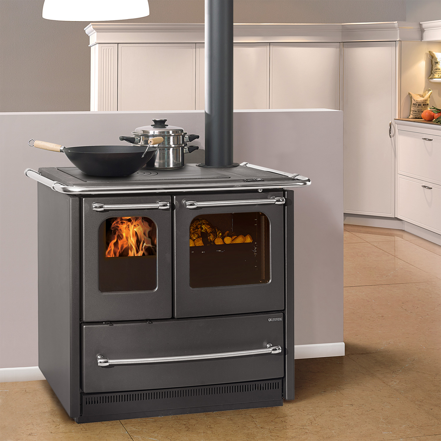 La Nordica Sovrana Easy 16 cuisinière à bois acier anthracite-noir