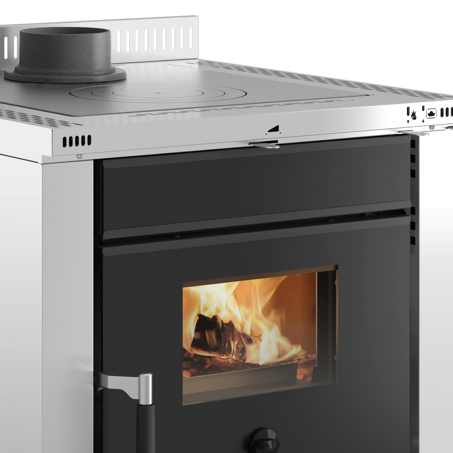 La cuisinière à bois La Nordica Vicenza Evo en acier inoxydable