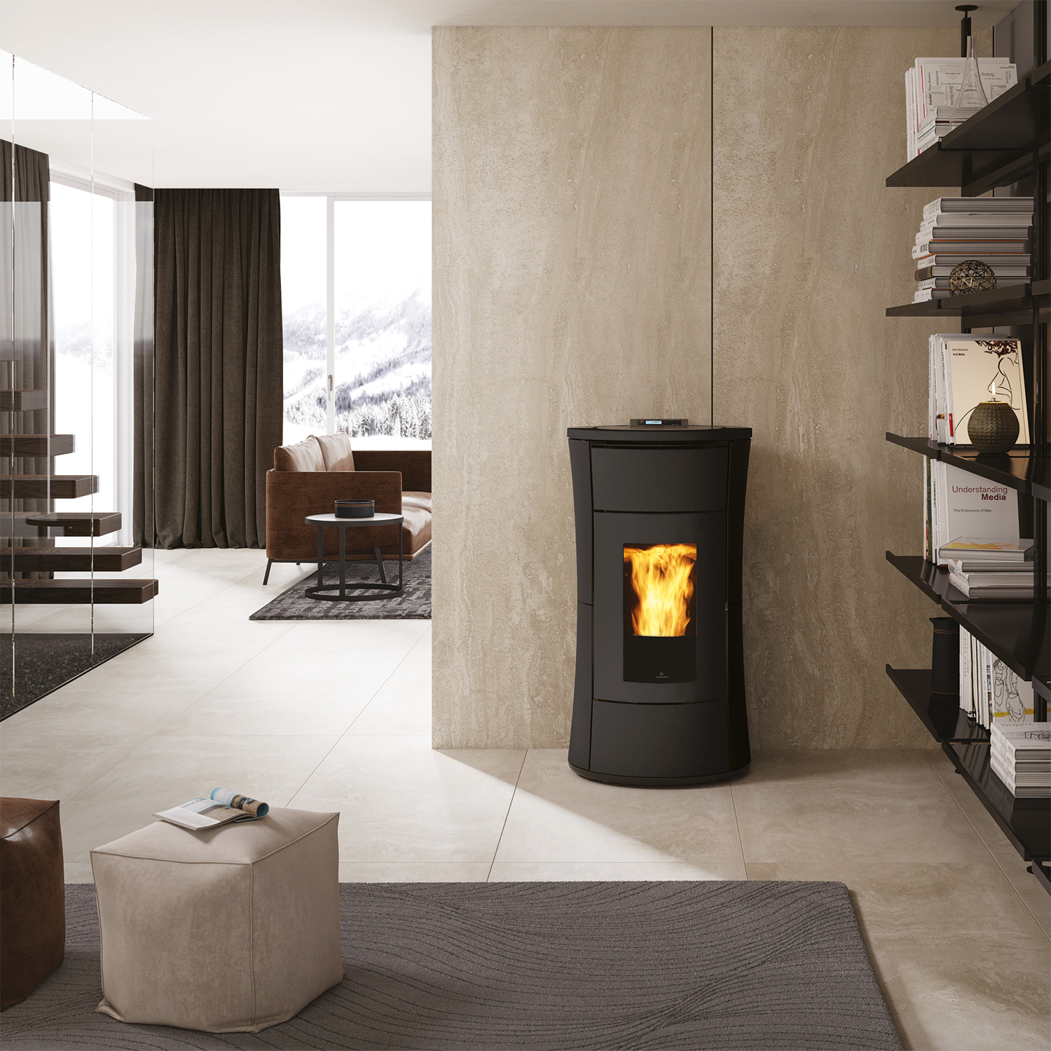 Edilkamin Cherie H 14 Evo poêle à granulés hydro en acier gris foncé Edilkamin Cherie H 14 Evo poêle à granulés hydro en acier gris foncé