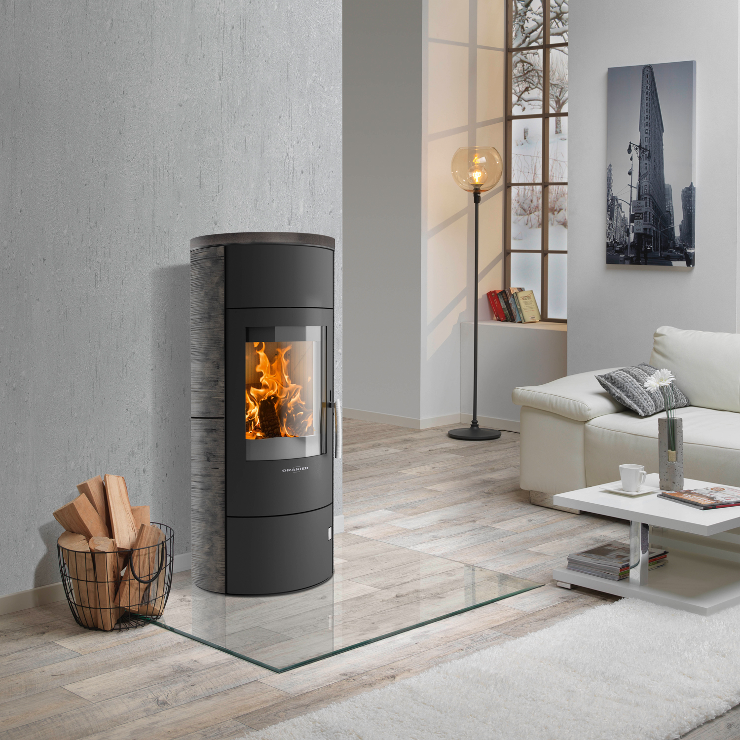 Oranier Polar W+ 2.0 Poêle à bois Acier Noir / Céramique Namib