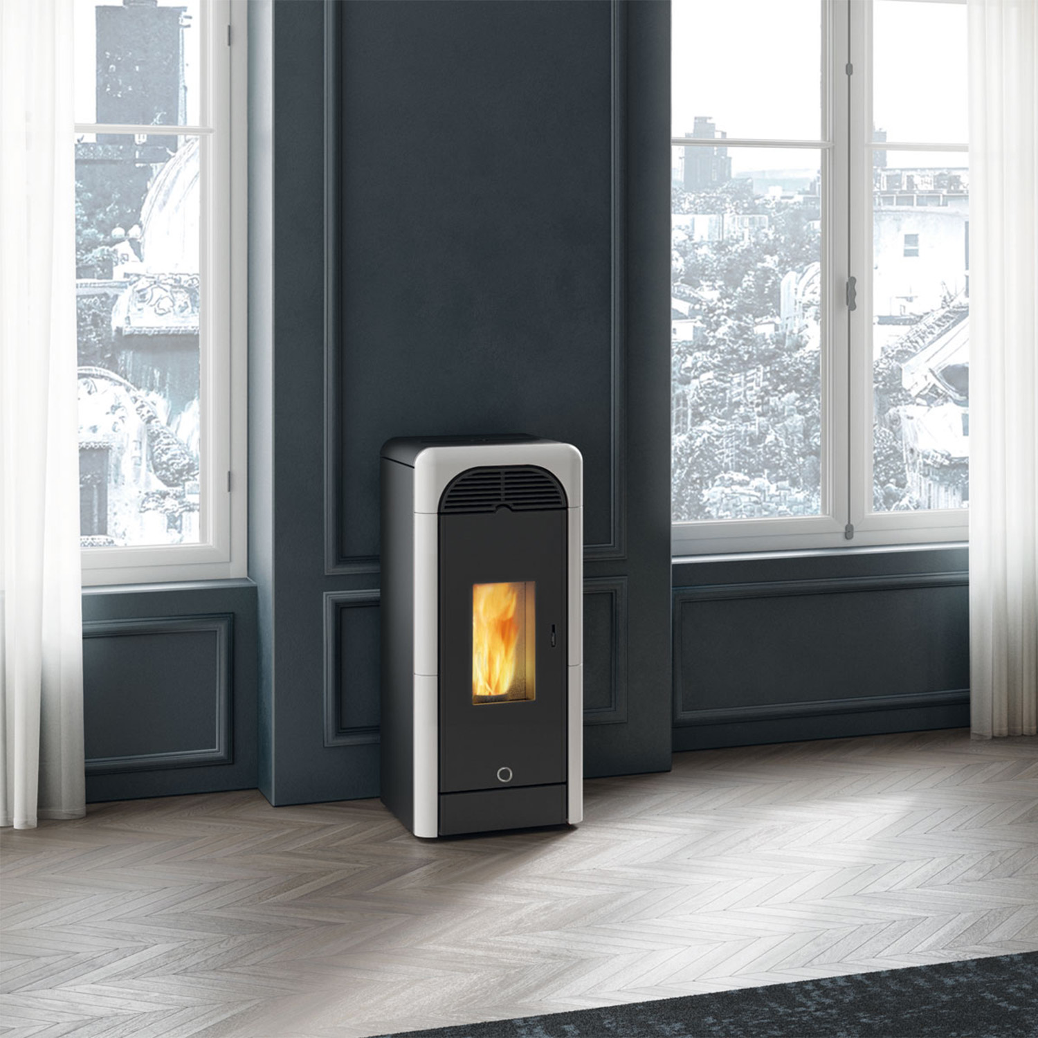 EK63 Berry 90+ Evo Poêle à granulés céramique blanche