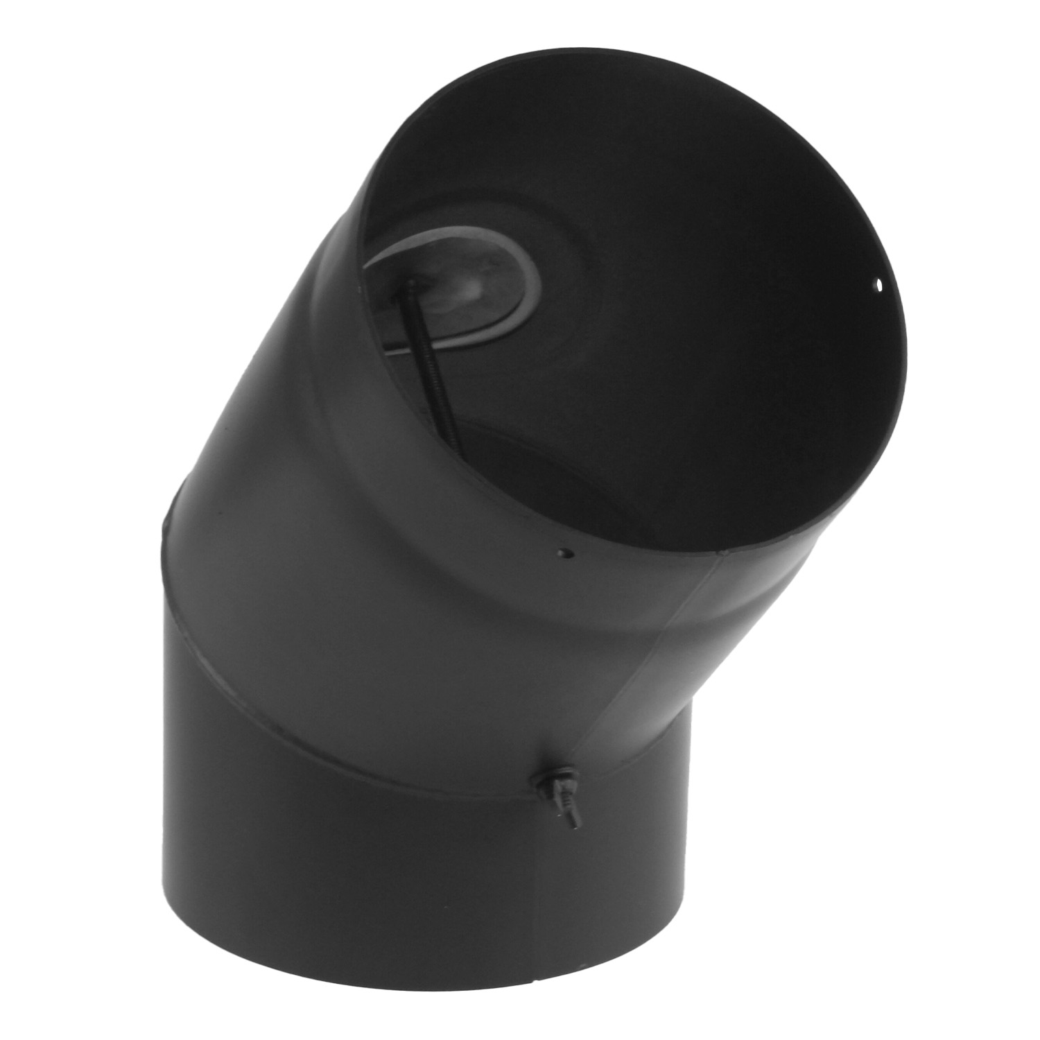 Coude de conduit de fumée / Tuyau de poêle 180mm - 45° avec porte noir