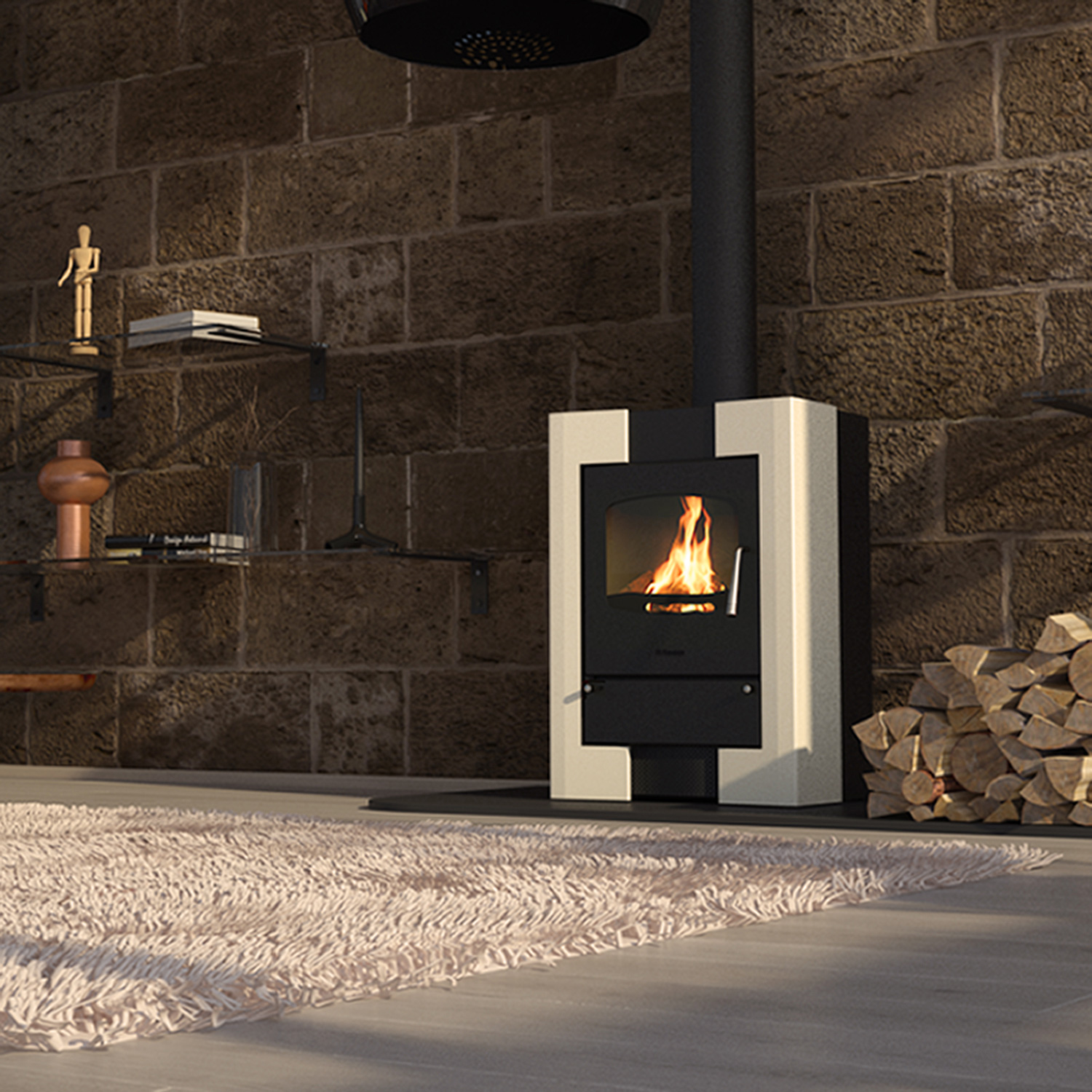 Poêle à bois HS Flamingo ESPO 1 Crème Poêle à bois HS Flamingo ESPO 1 Crème