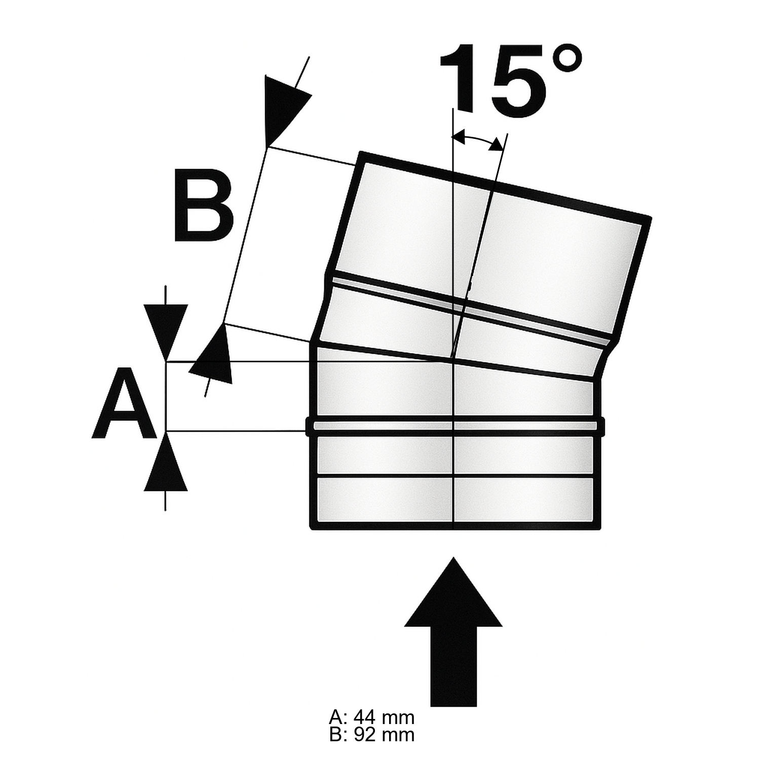 Schiedel PRIMA PLUS coude 15° Ø180 mm simple paroi mat