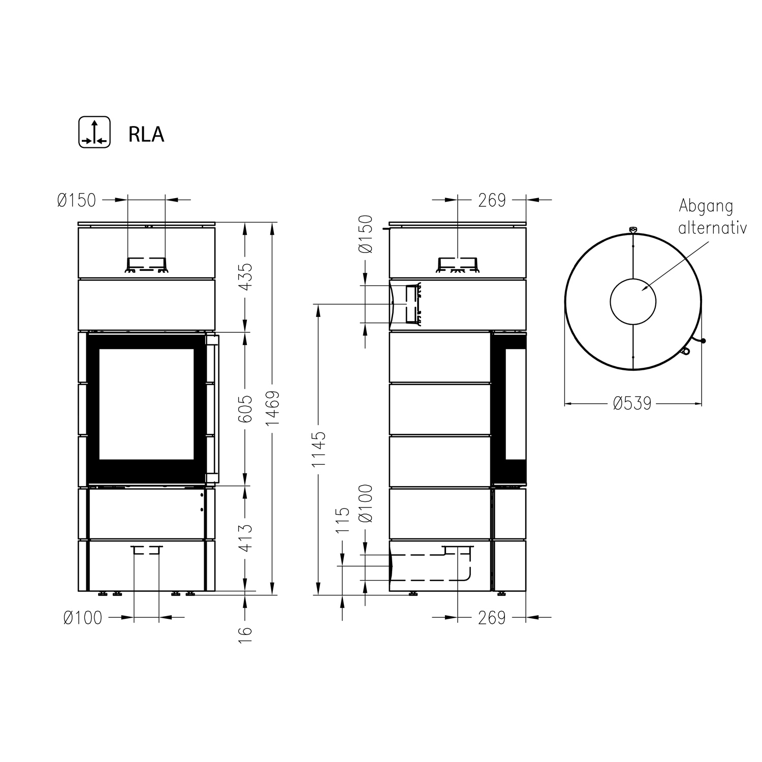 Spartherm ambiente a3 poêle à bois en acier Nero