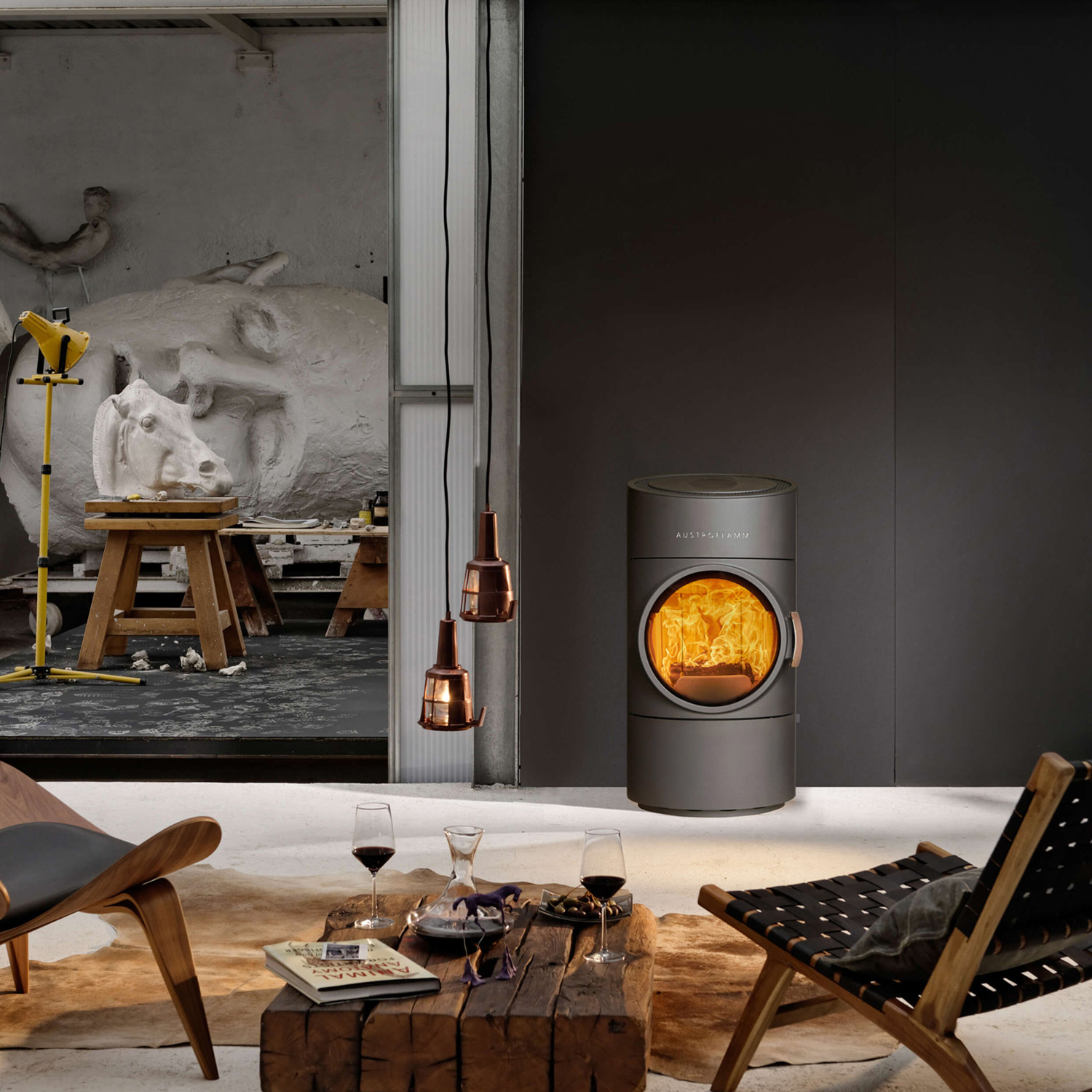Austroflamm Clou Compact 2.0 Poêle à bois Acier Noir + 1 m³ de bois de chauffage gratuit