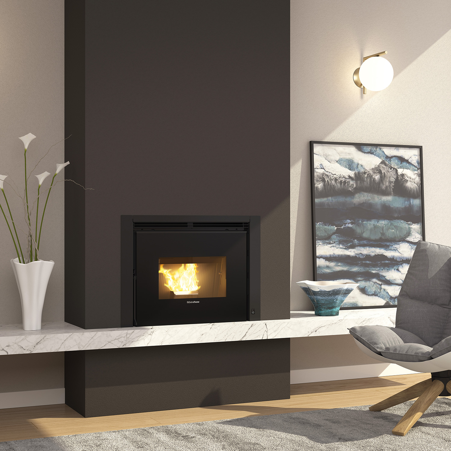 Extraflame Comfort P70 Air Plus insert à granulés acier noir