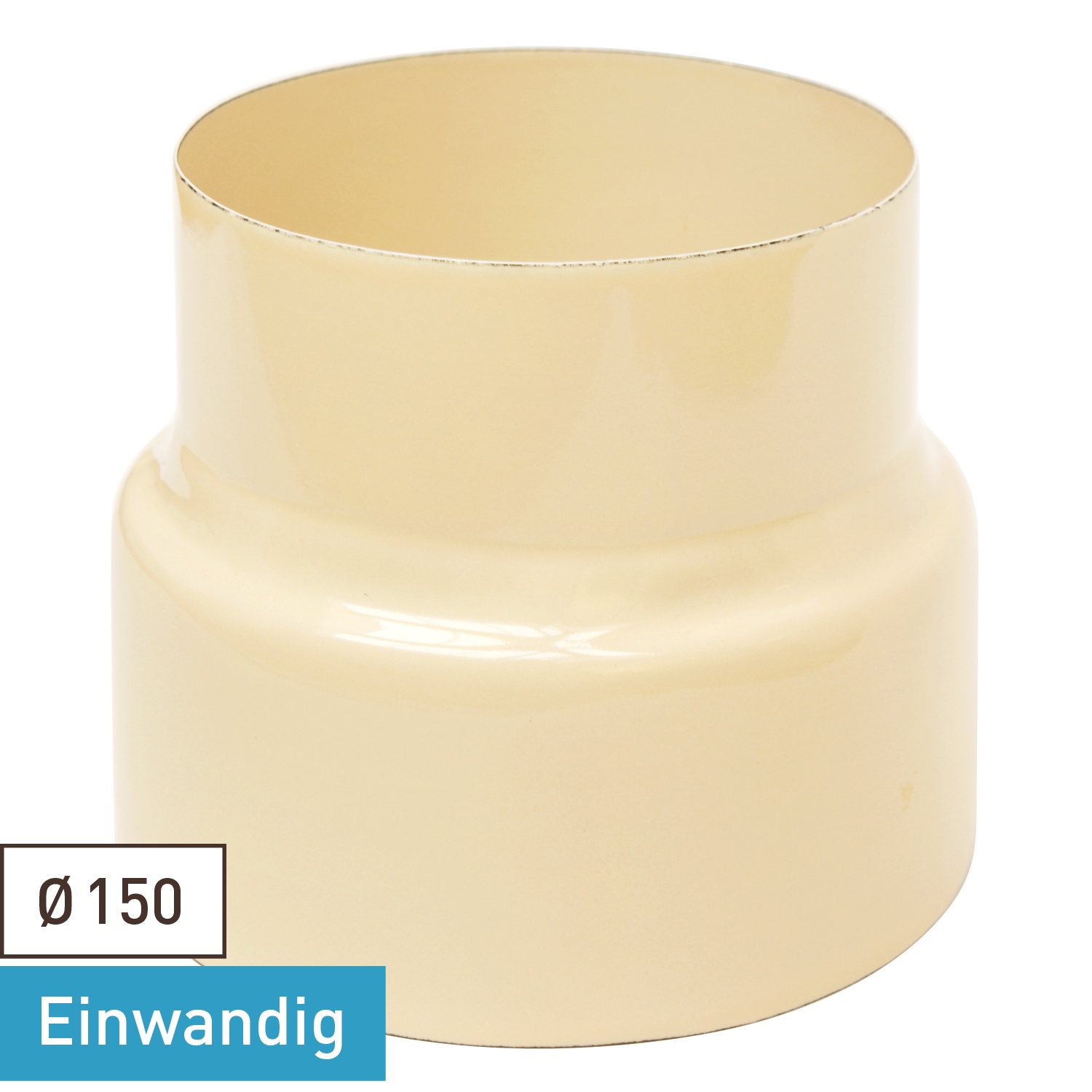 Réduction de tuyau de poêle / conduit de fumée émaillé Raik 150mm - 130mm Ivoire