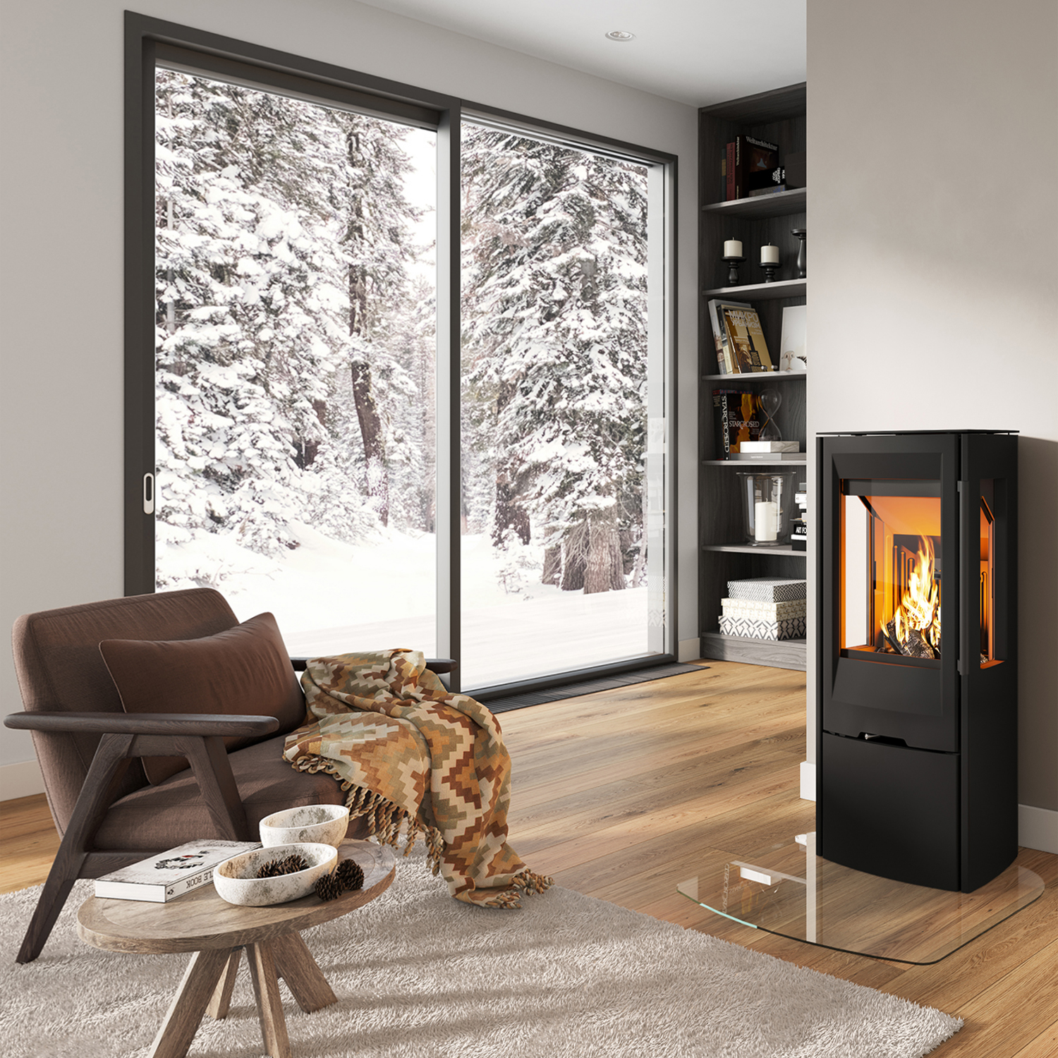 TermaTech TT30G Poêle à bois classique en acier noir