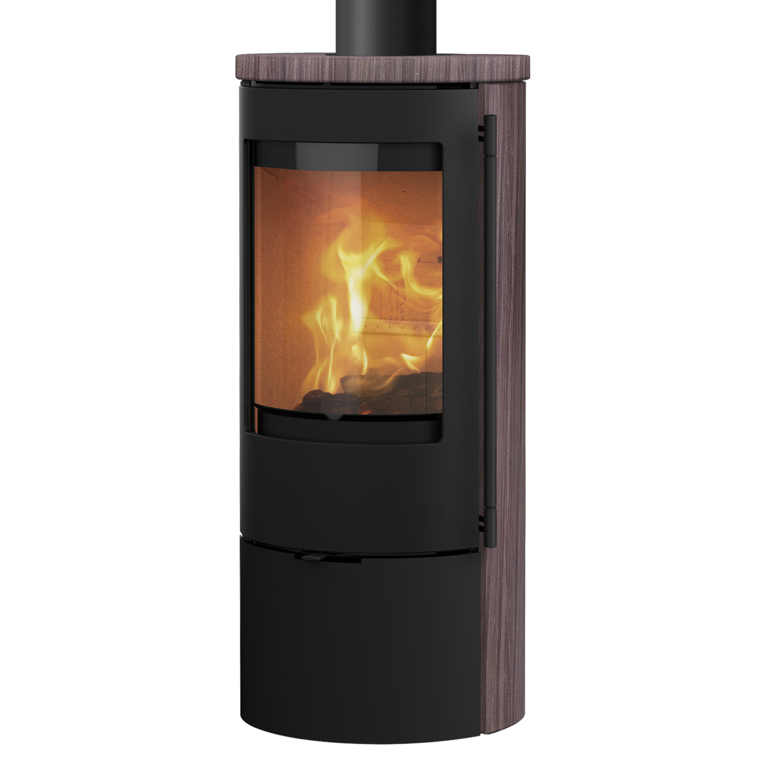 Lotus Prestige Basic S Poêle à bois Coffee Stone, Corps Noir, DIBt, Raccordement de conduit de fumée en haut