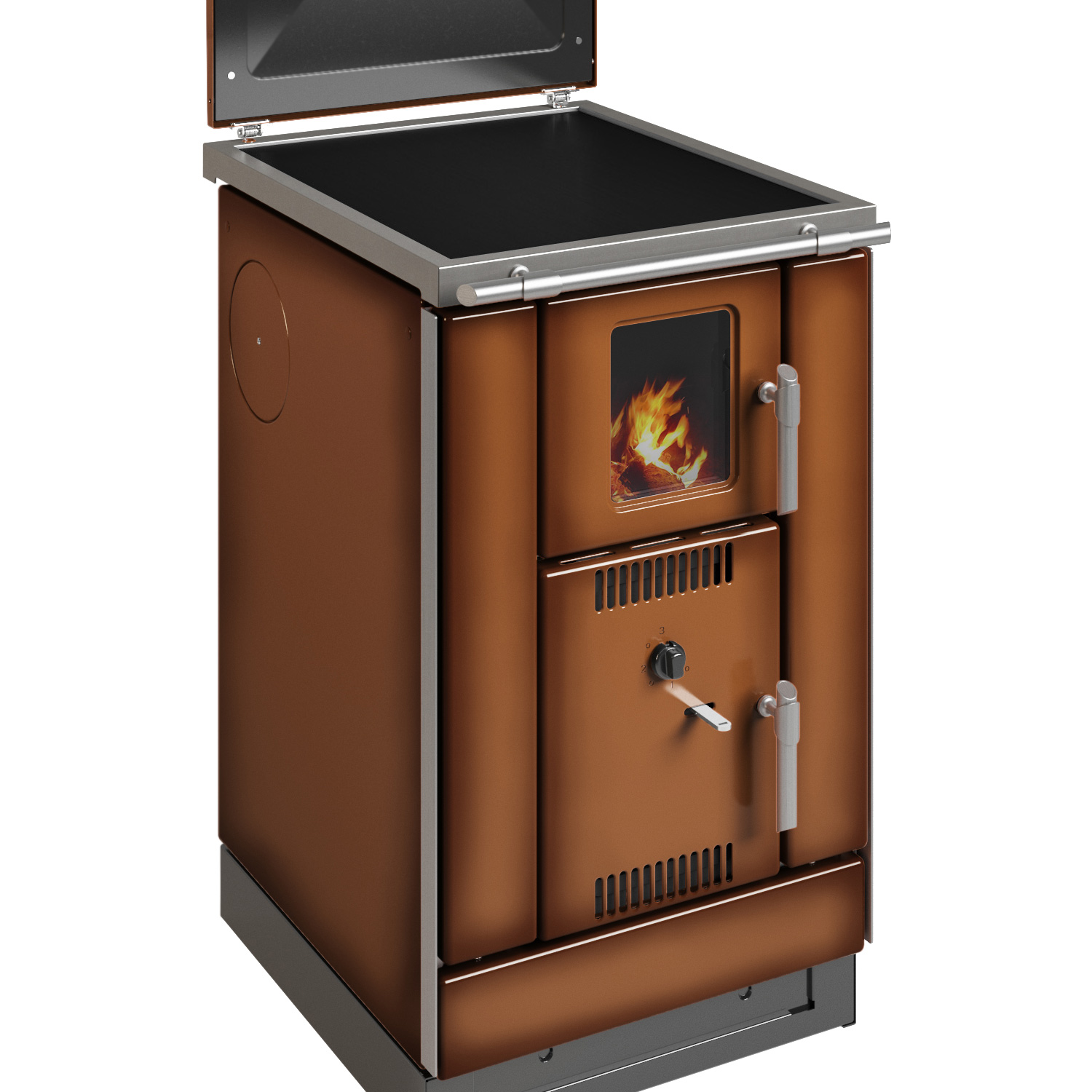 Wamsler K 158 F poêle de cuisine avec fonction hydraulique, surface de cuisson en vitrocéramique Maron.