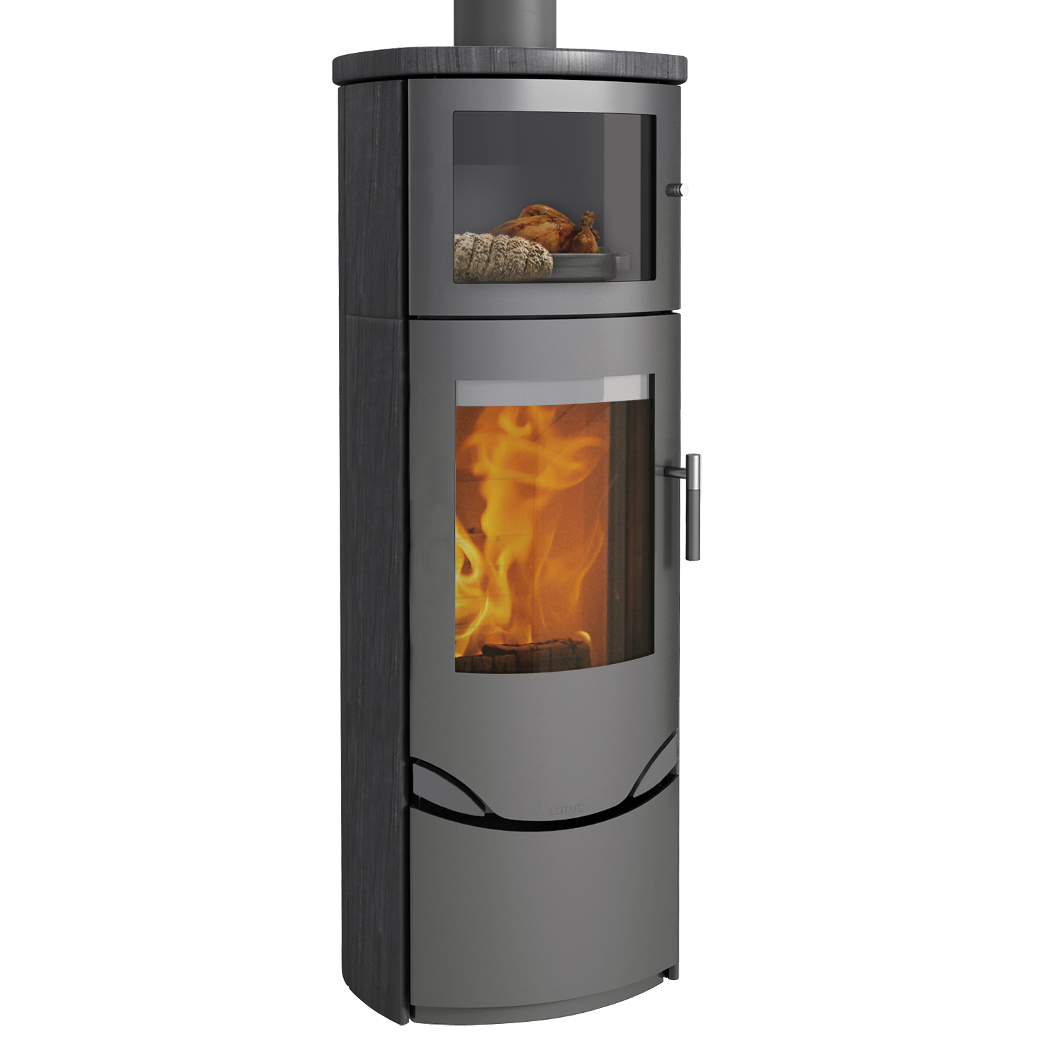 Poêle à bois Lotus Prio 7M Gris/ Indian Night, évacuation des fumées par le haut